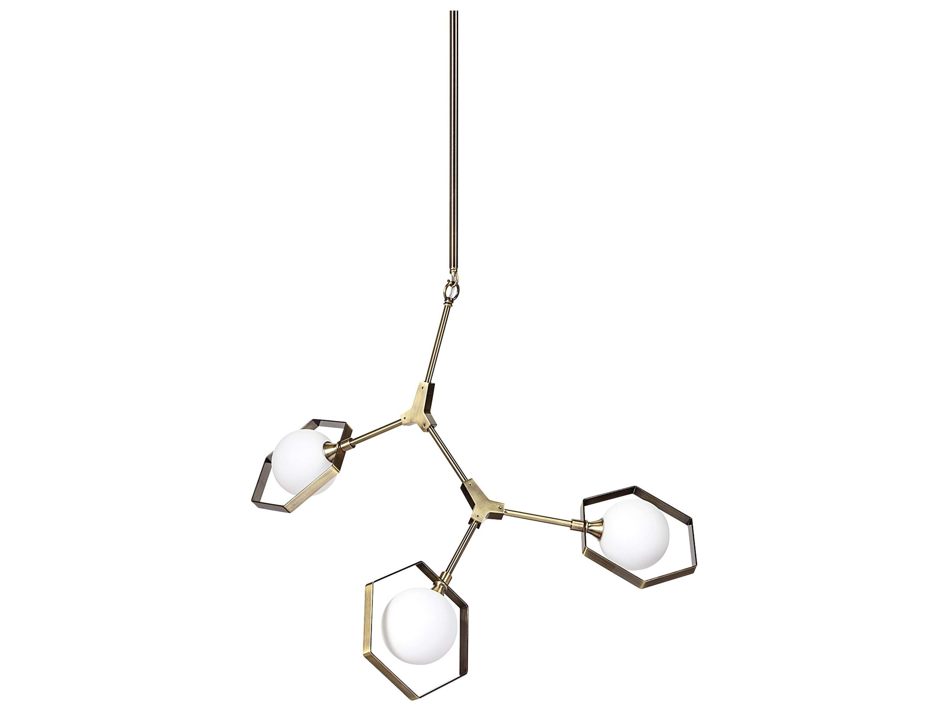 Desousa II (33.9"L x 8.8"W x 28"H) Champagne Metal Multi-Arm Three Light Chandelier