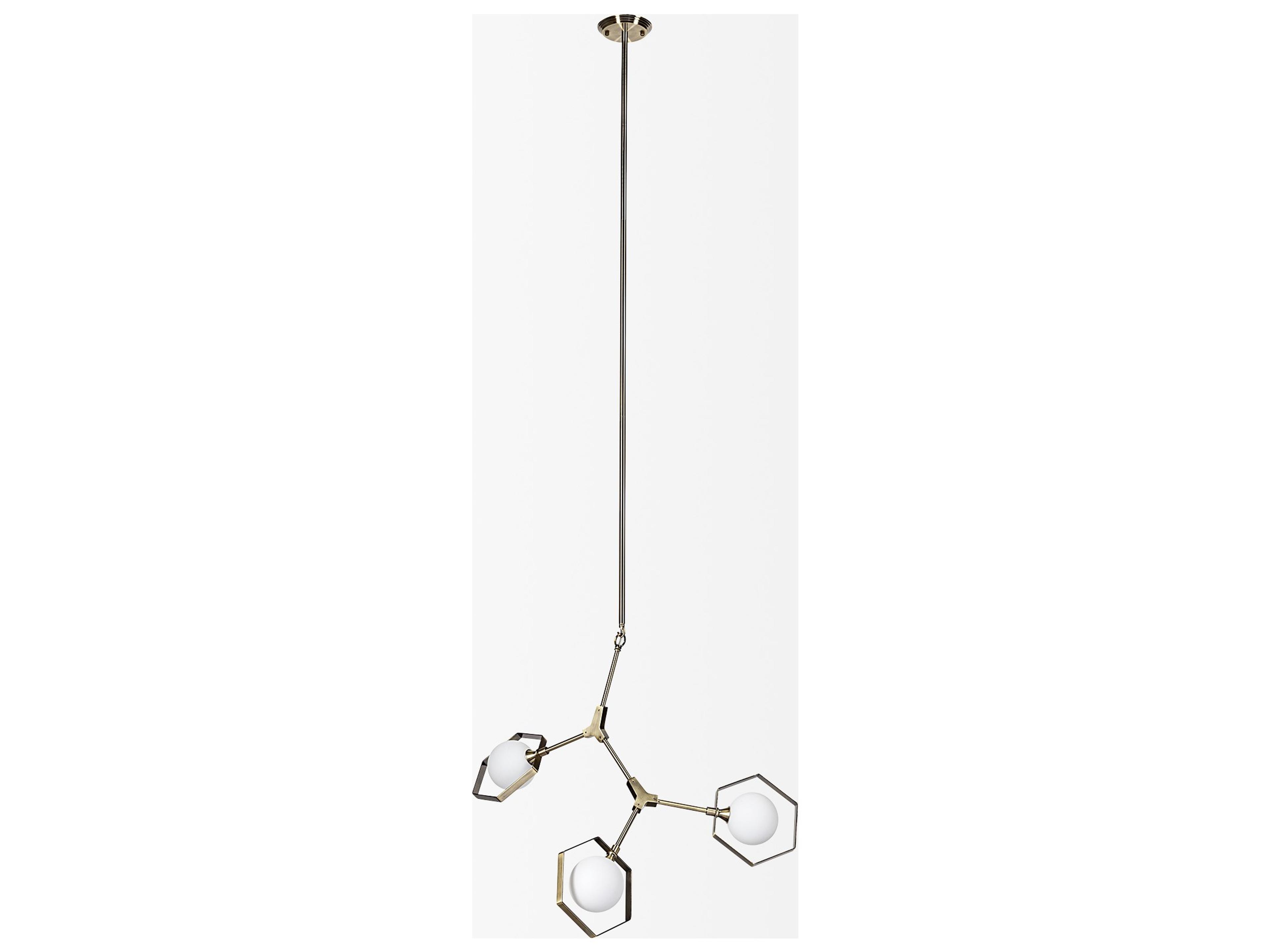 Mercana Desousa II (33.9"L x 8.8"W x 28"H) Champagne Metal Multi-Arm Three Light Chandelier