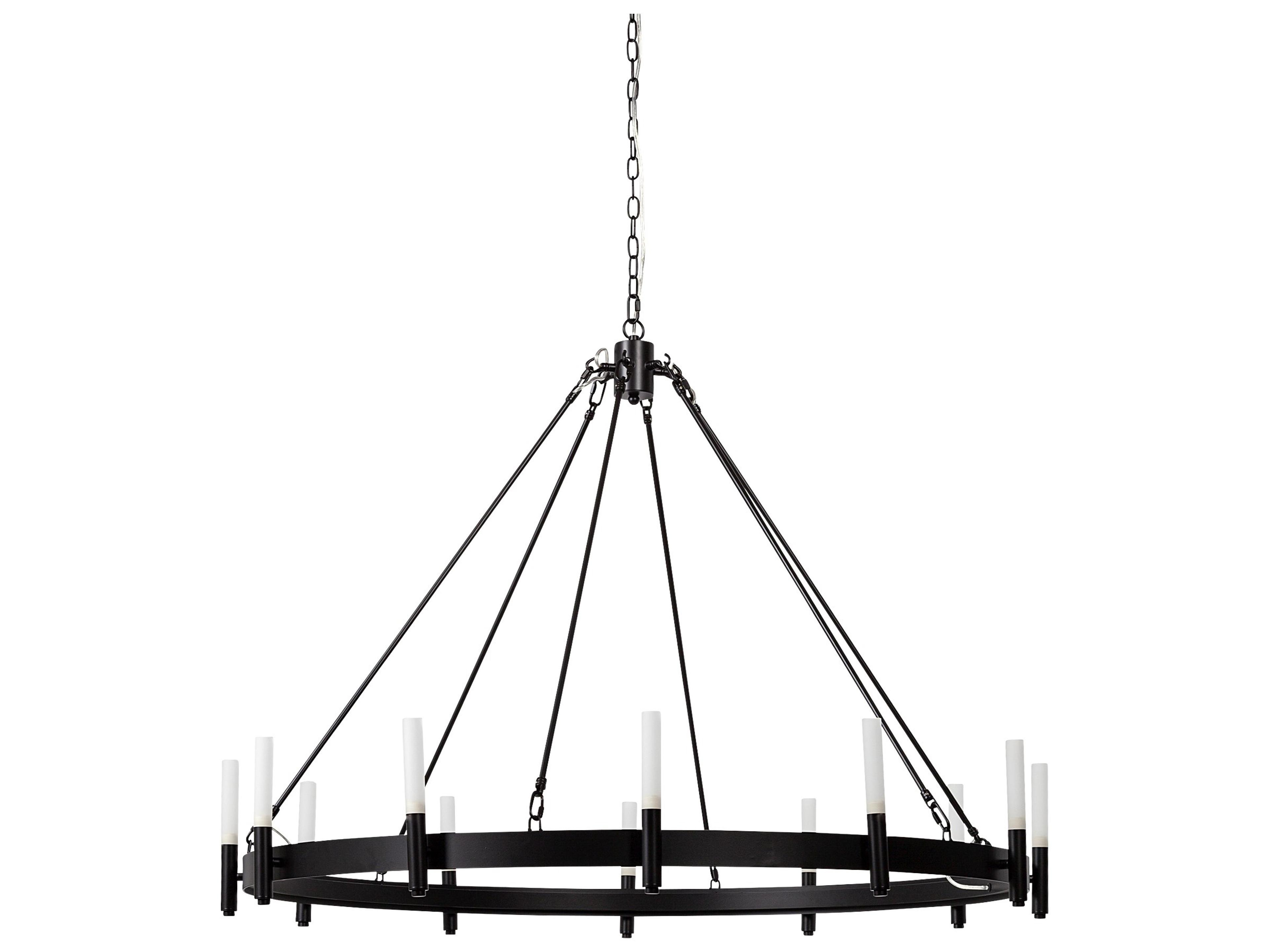 Decamp I (47.2"x36.2") Black Metal Chassis Glass Tube Twelve Light Chandelier