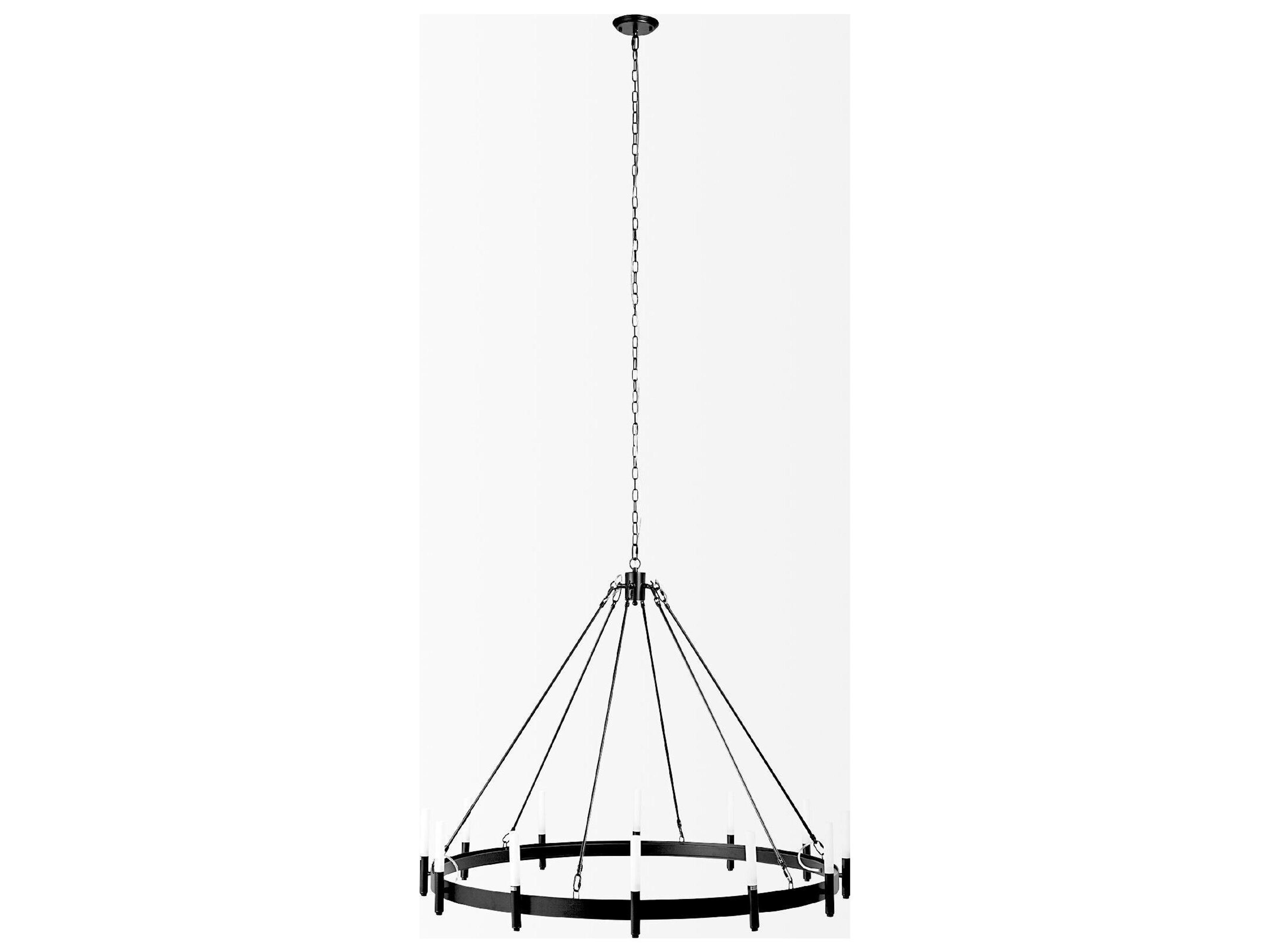 Mercana Decamp I (47.2"x36.2") Black Metal Chassis Glass Tube Twelve Light Chandelier