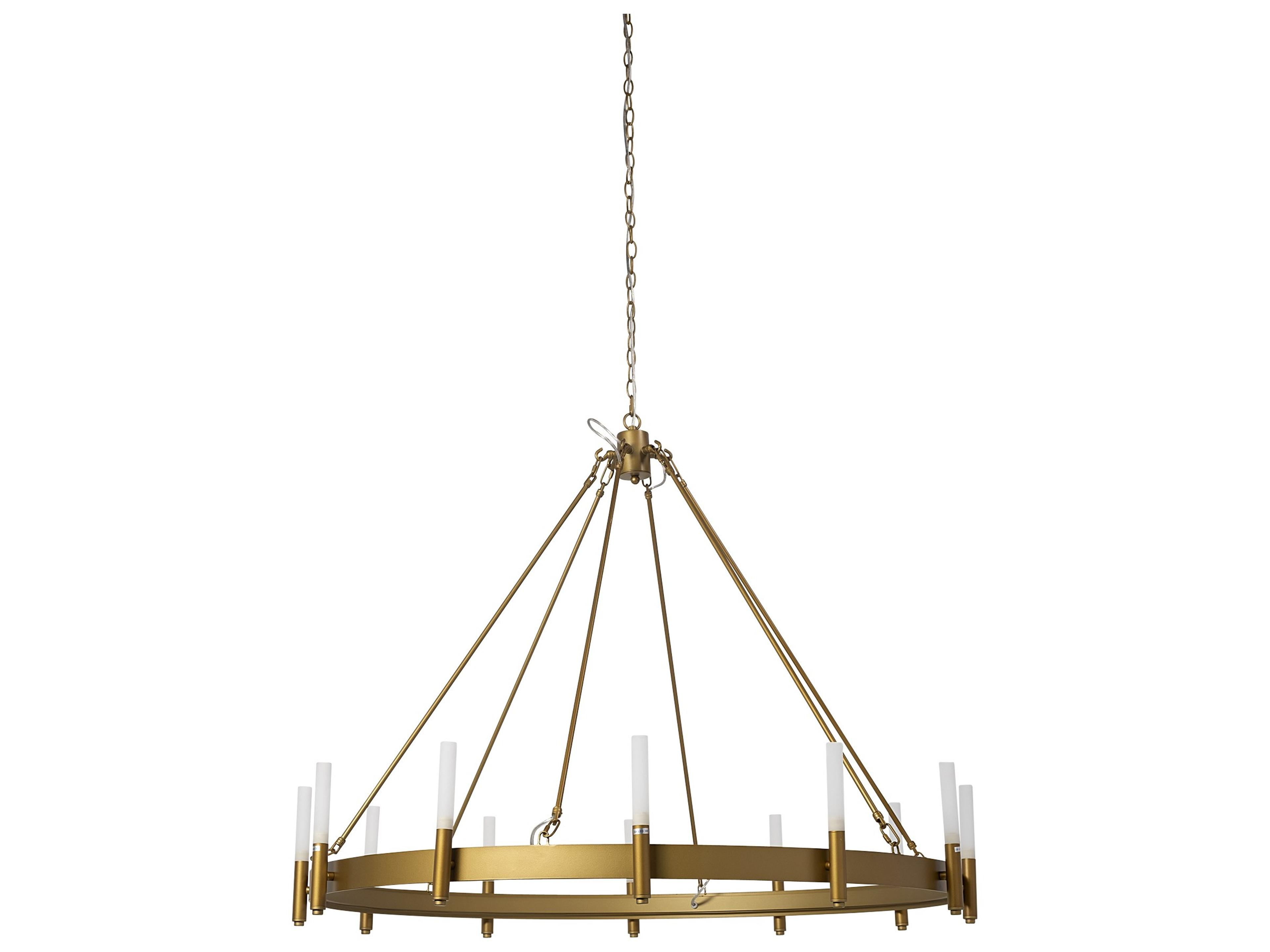 Decamp II (47.2"x36.2") Gold Metal Chassis Glass Tube Twelve Light Chandelier