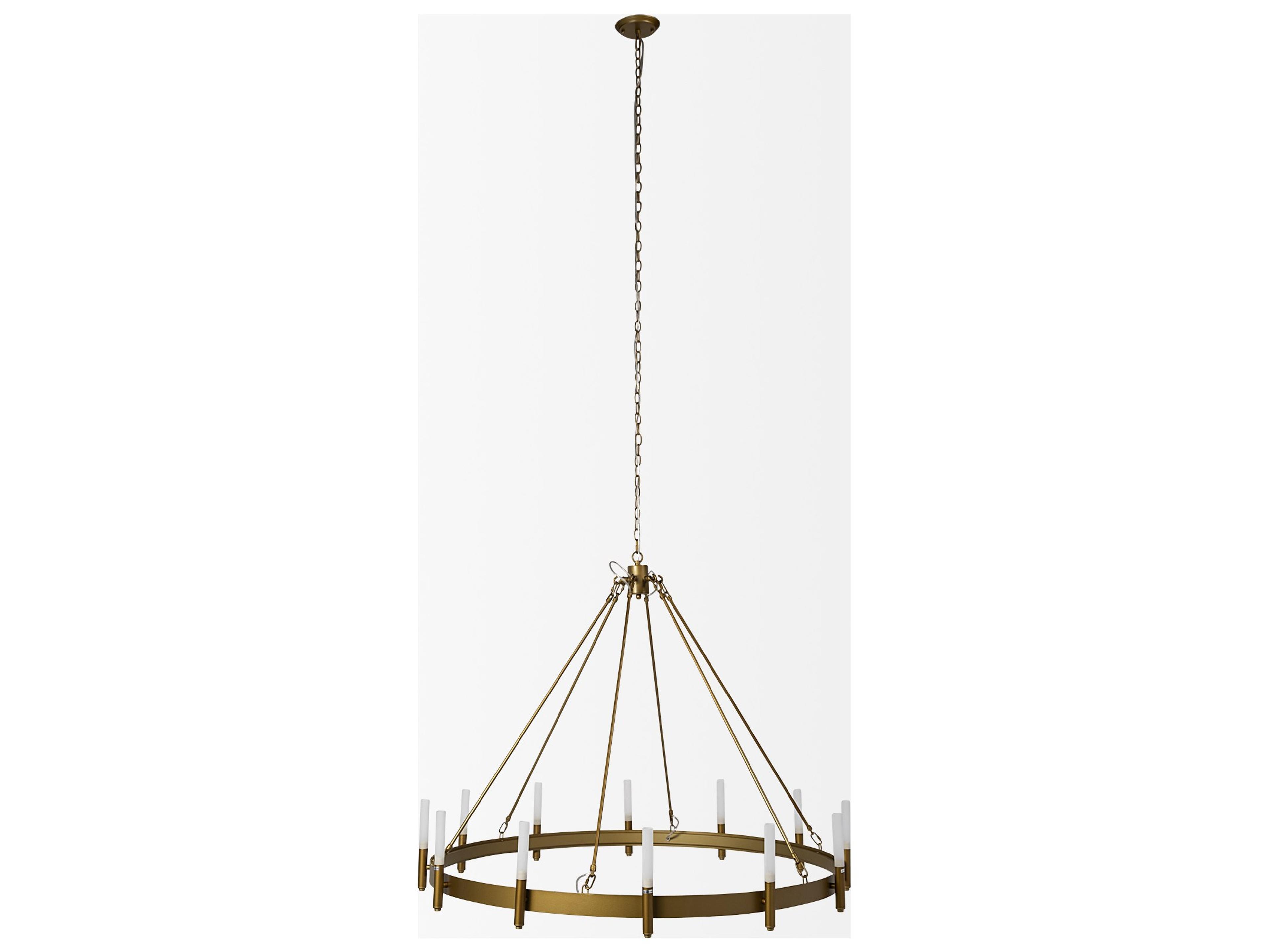 Mercana Decamp II (47.2"x36.2") Gold Metal Chassis Glass Tube Twelve Light Chandelier