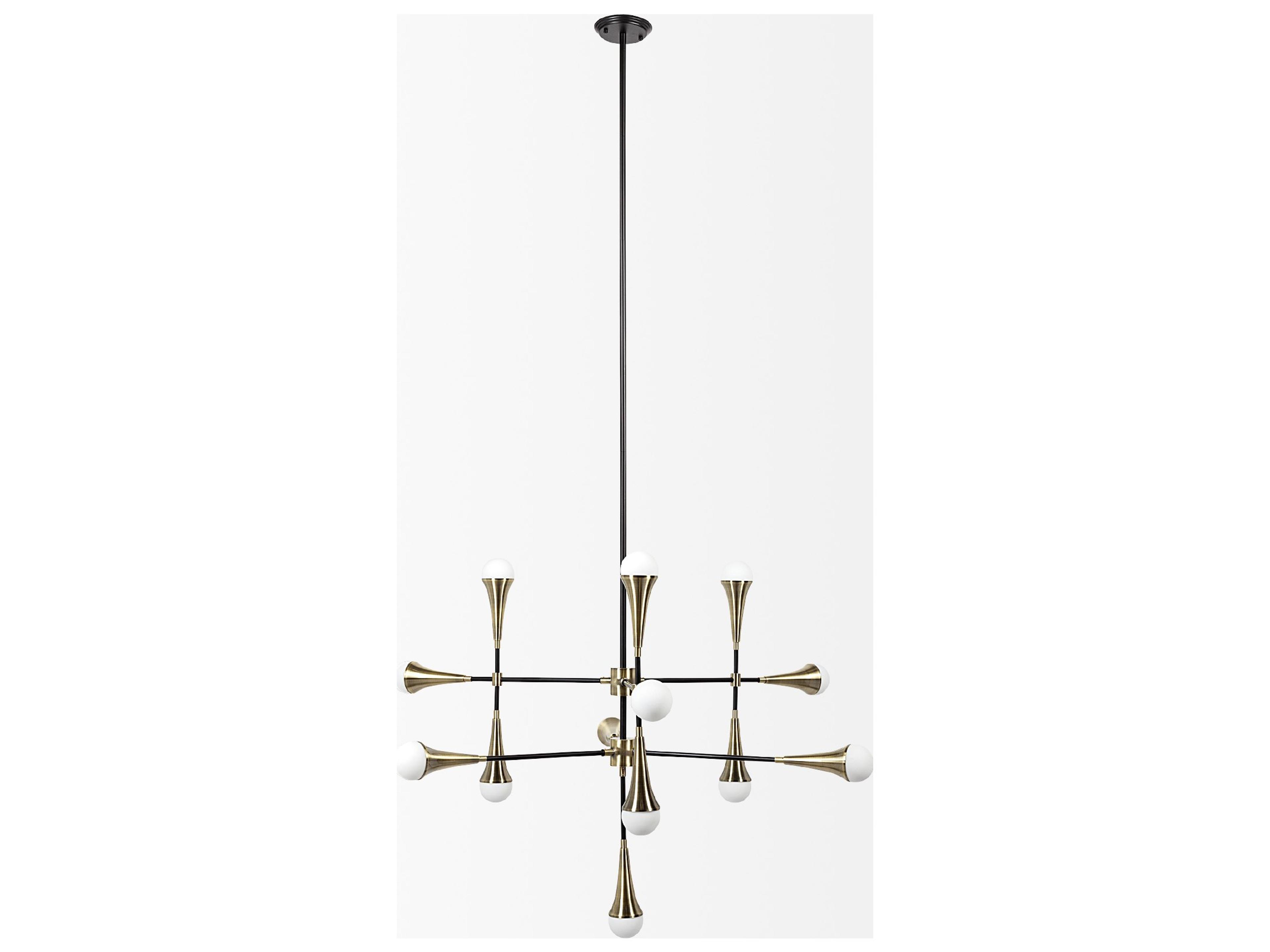 Mercana Decarlo II (43" x 41") Black/Gold Metal Multi-Arm Thirteen Light Chandelier