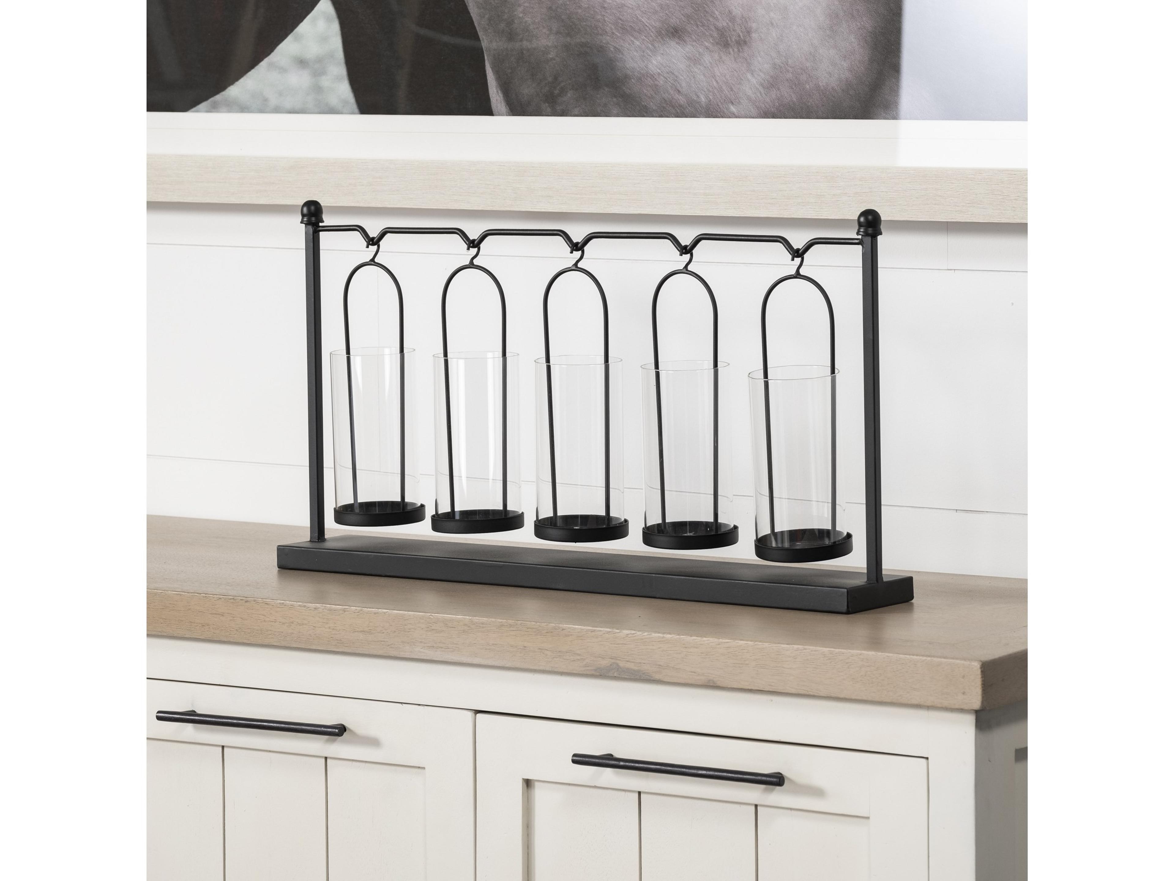 Mercana Erlen Black Metal Hanging Votive Five Candle Table Candle Holder