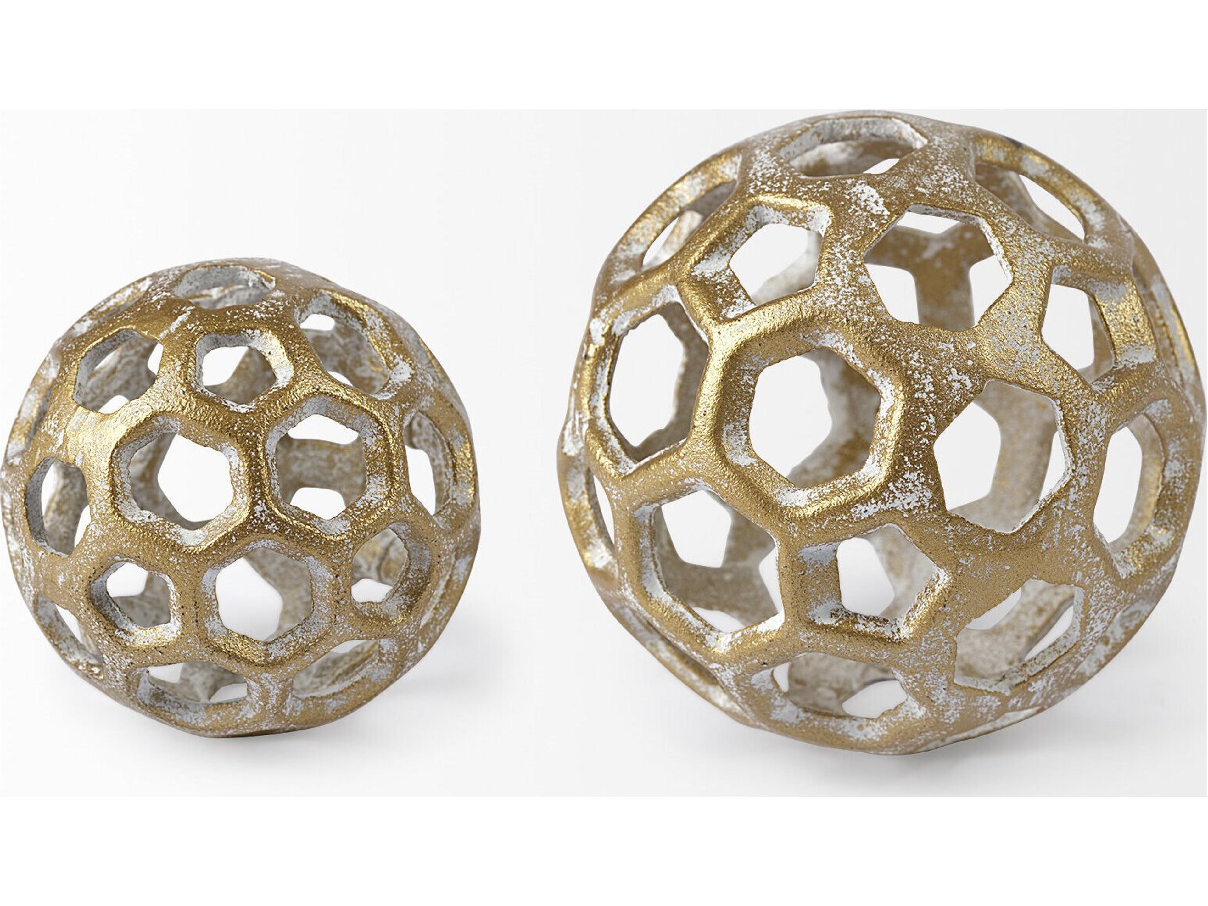 Mercana Moyer I (Small) 3L x 3W Gold Metal Hollow Decorative Orb