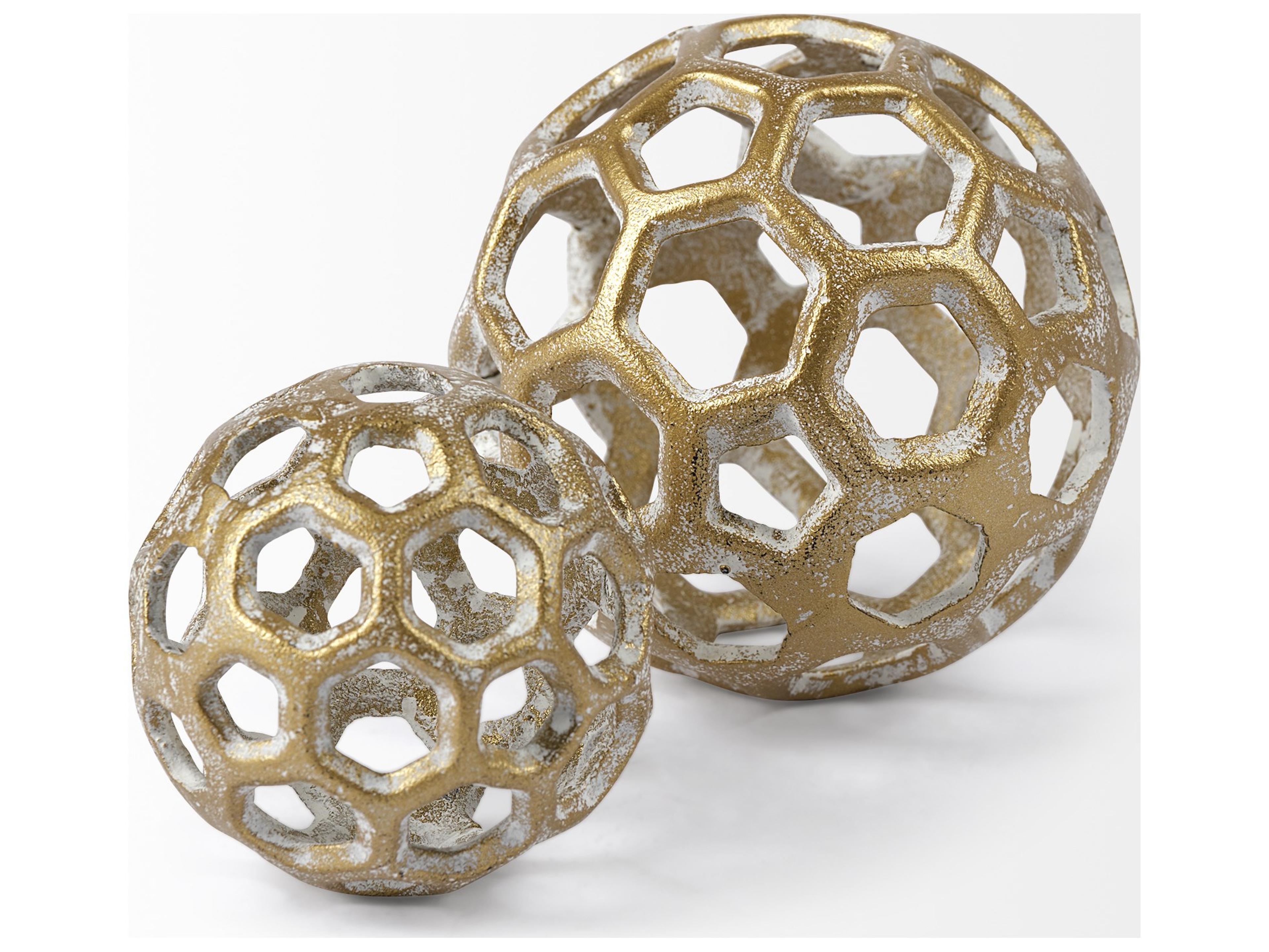 Mercana Moyer I (Small) 3L x 3W Gold Metal Hollow Decorative Orb