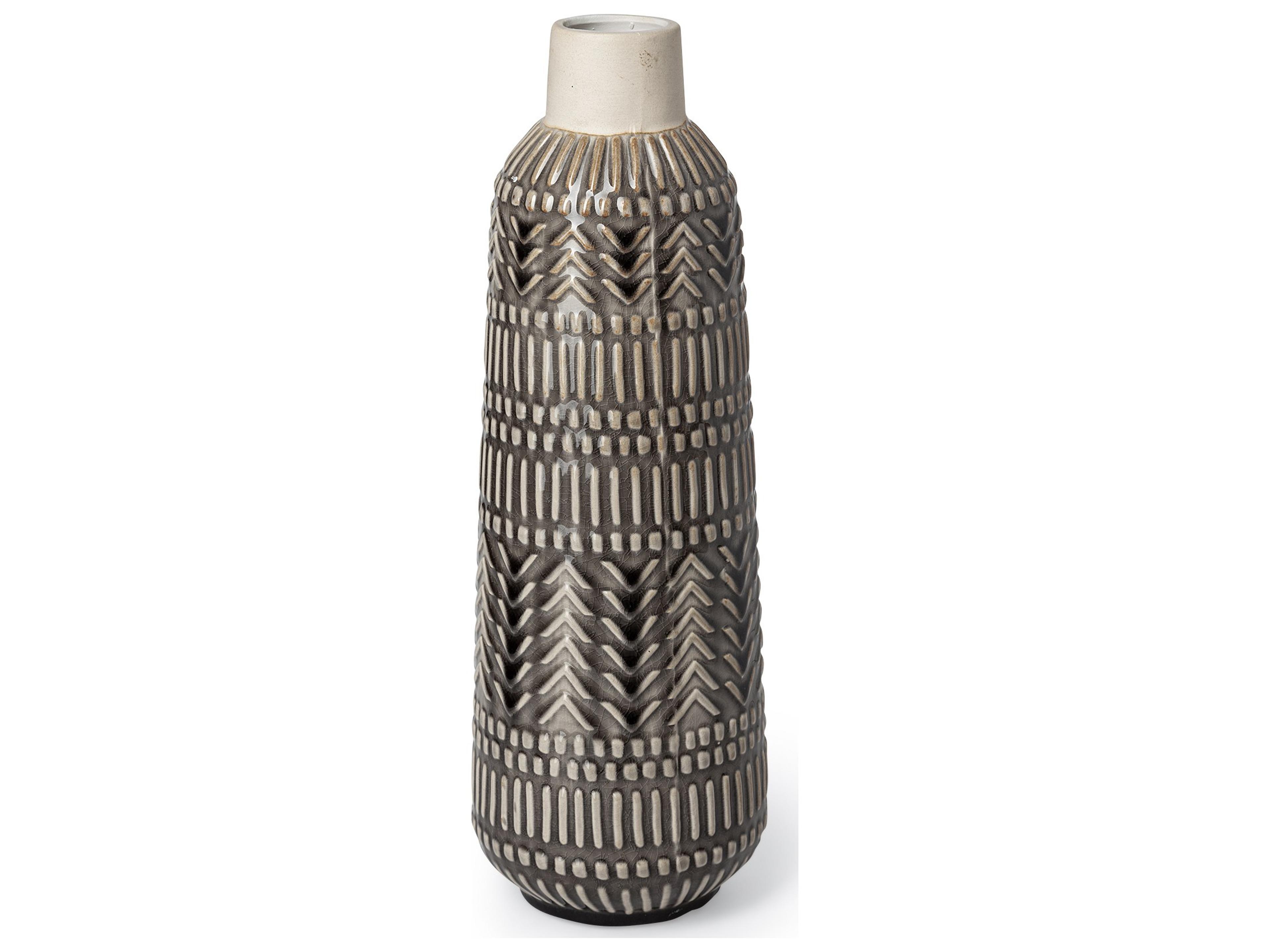Mercana Riker III Large Dark Gray Cream Ceramic Vase