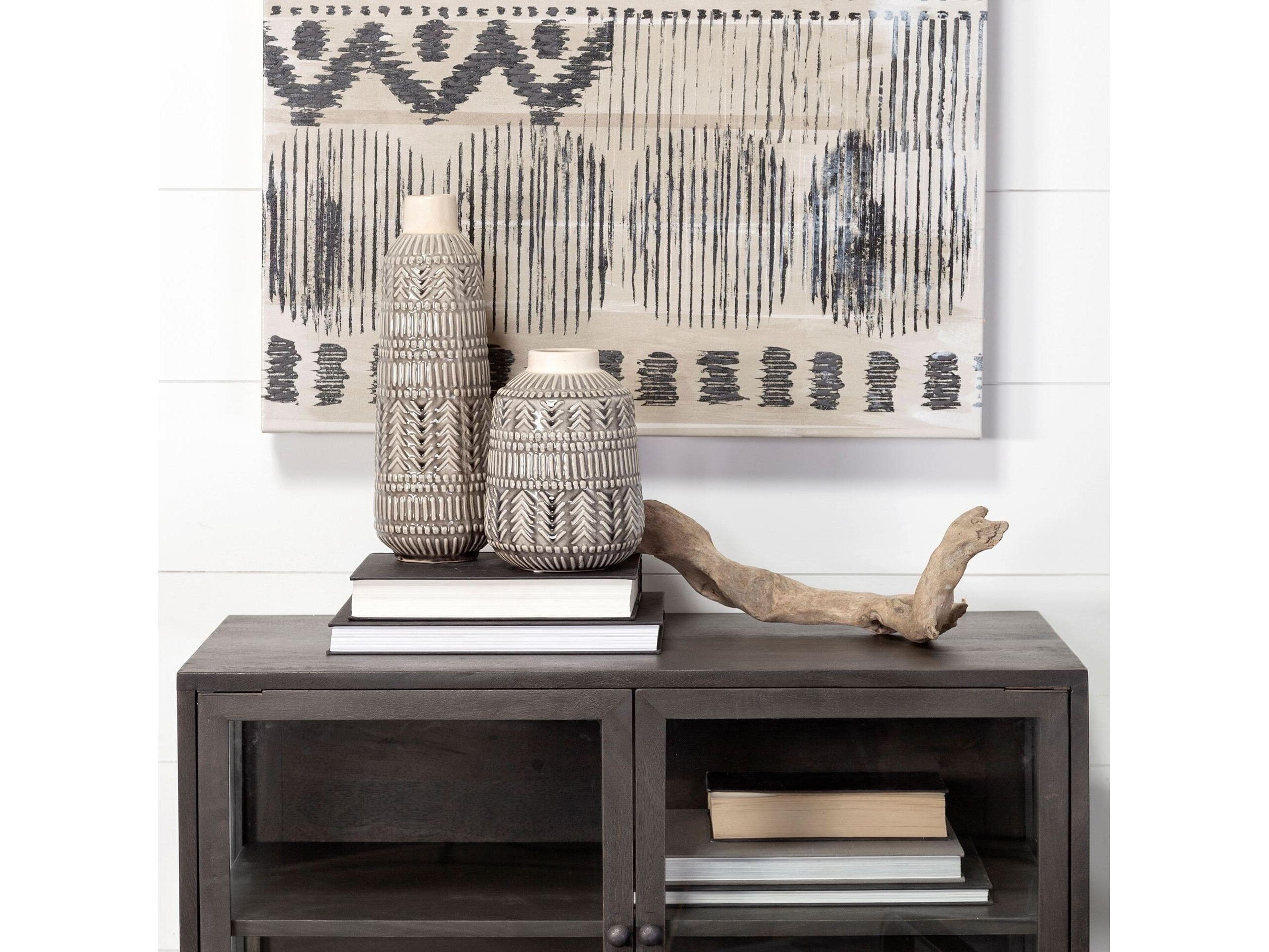 Mercana Riker III Large Dark Gray Cream Ceramic Vase