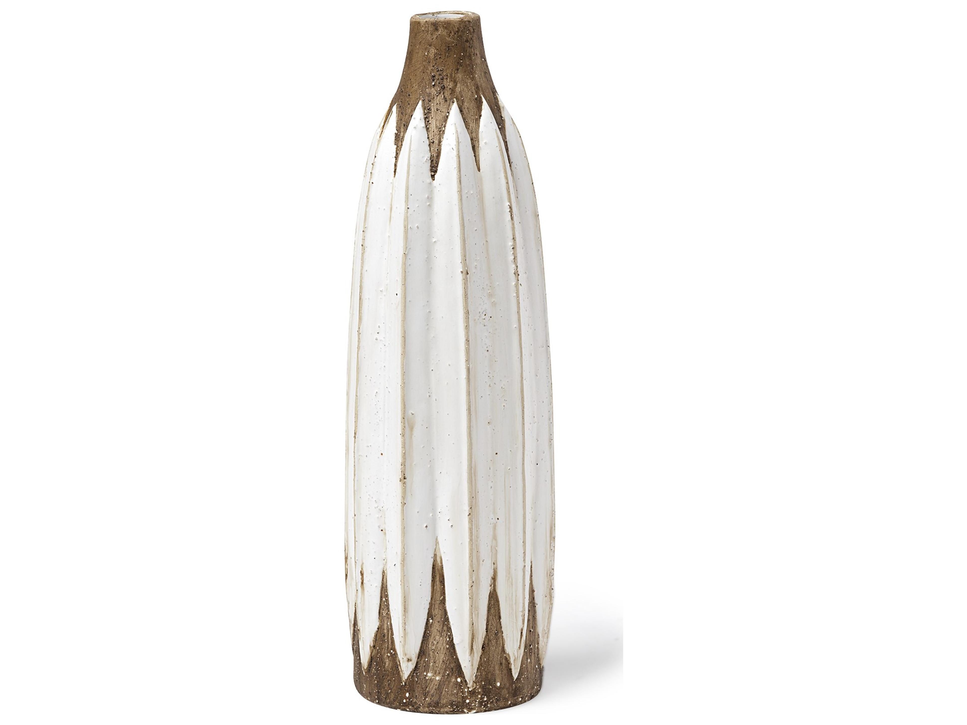 Sisko II Tall Rustic Brown White Ceramic Vase