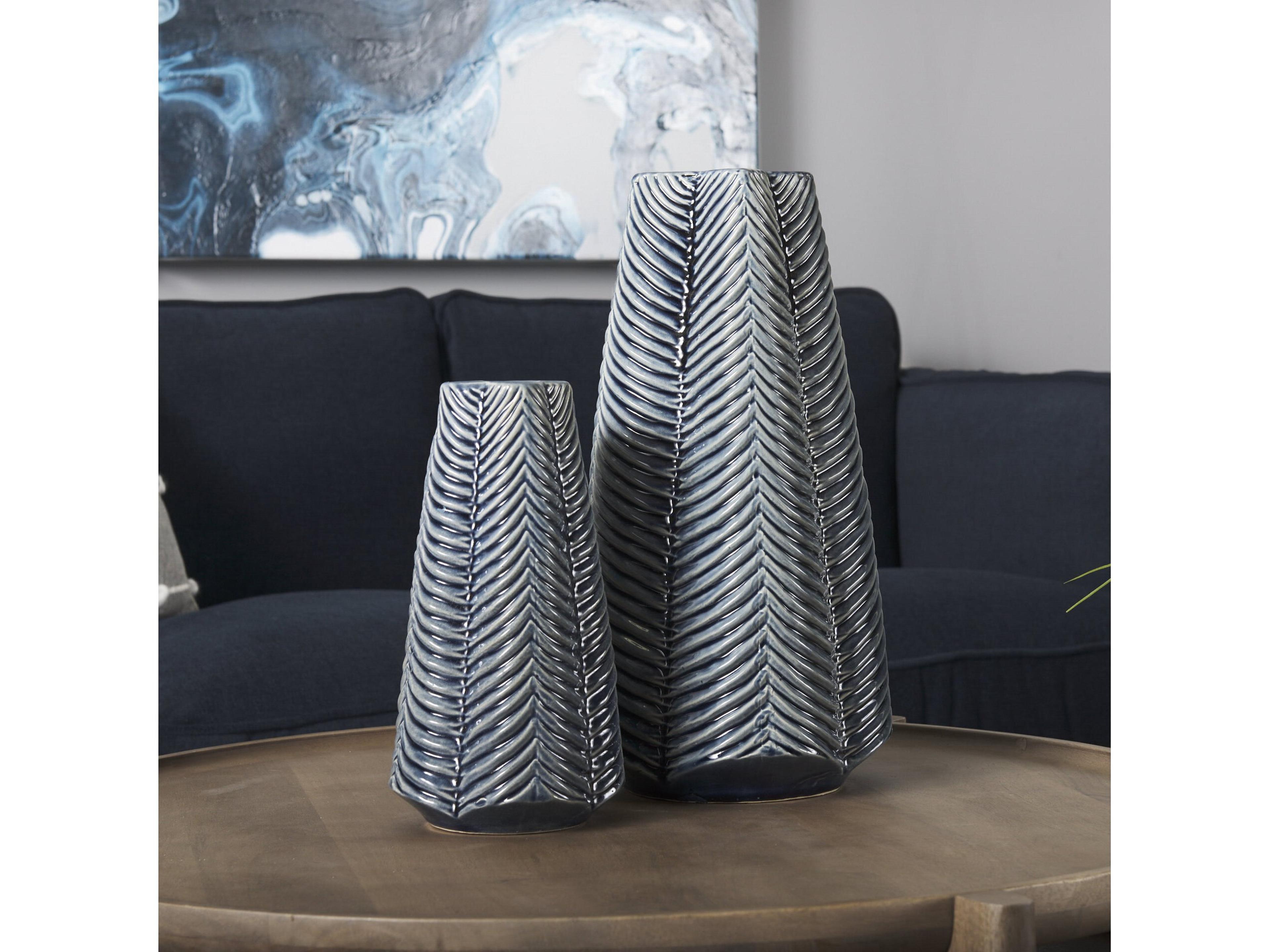 Mercana Bashir II Large Dark Navy Gloss Ceramic Vase