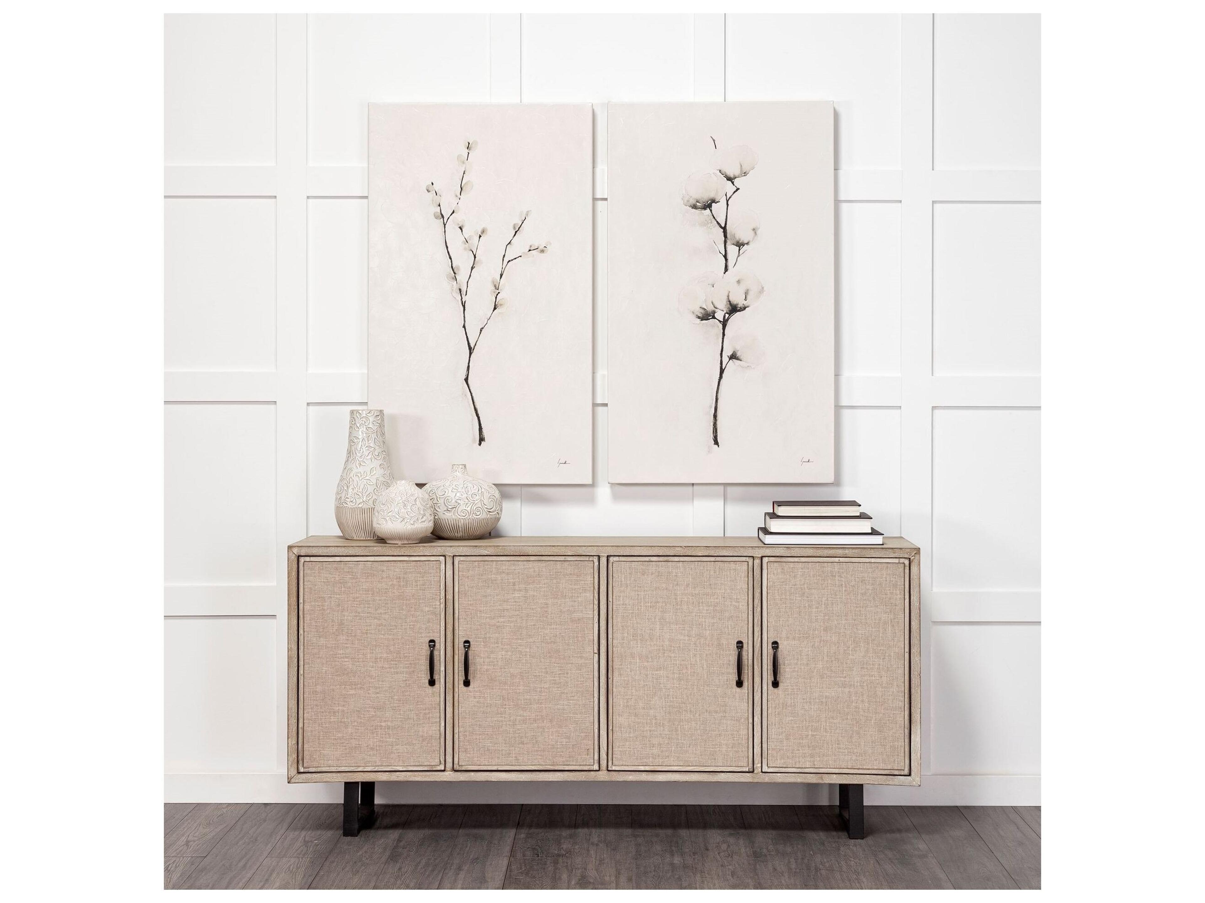 Mercana Jadiza II Medium White Glaze Floral Pattern Vase