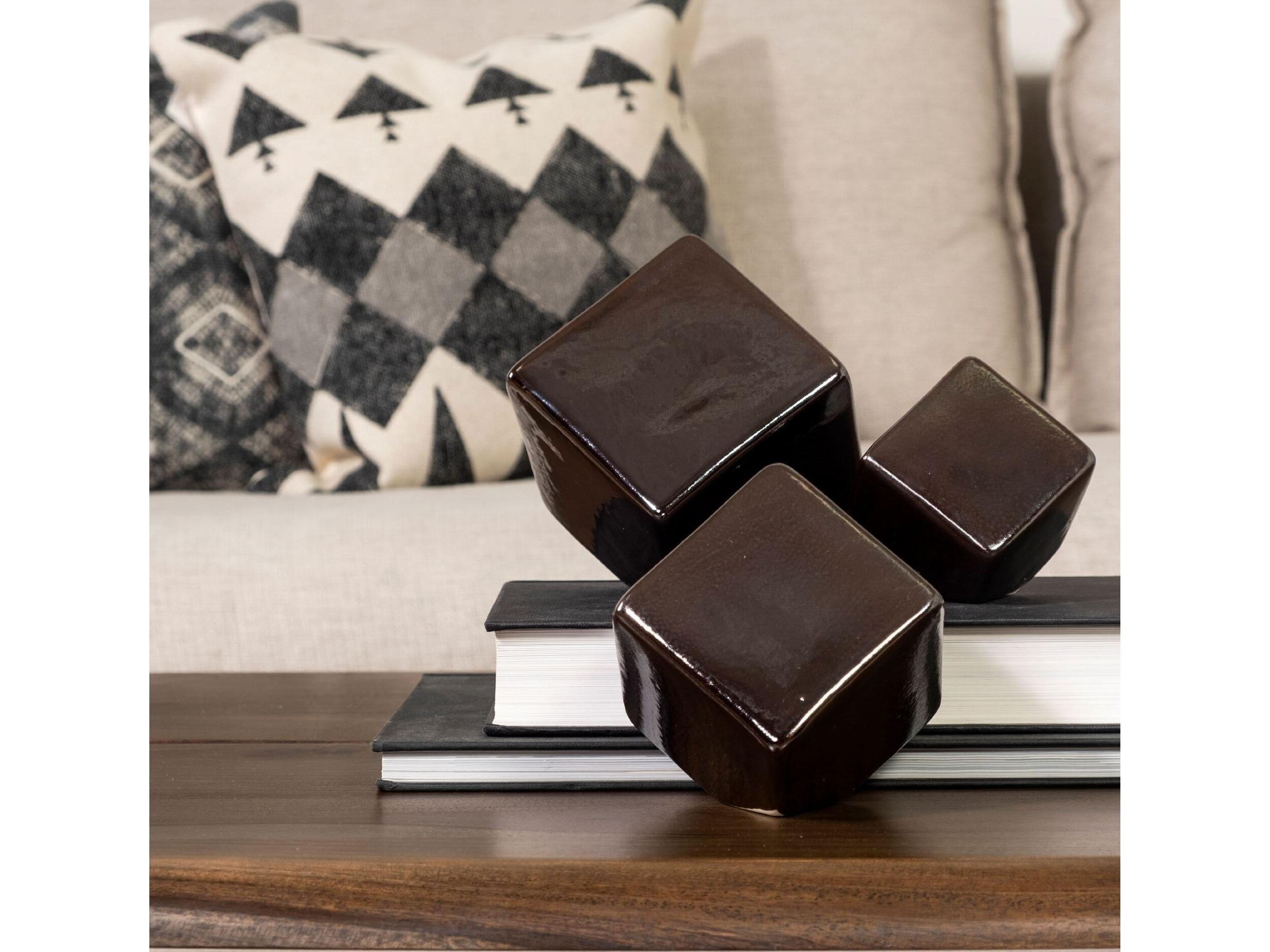 Mercana Mayweather (Set of 3) Black Geometric Ceramic Cubes