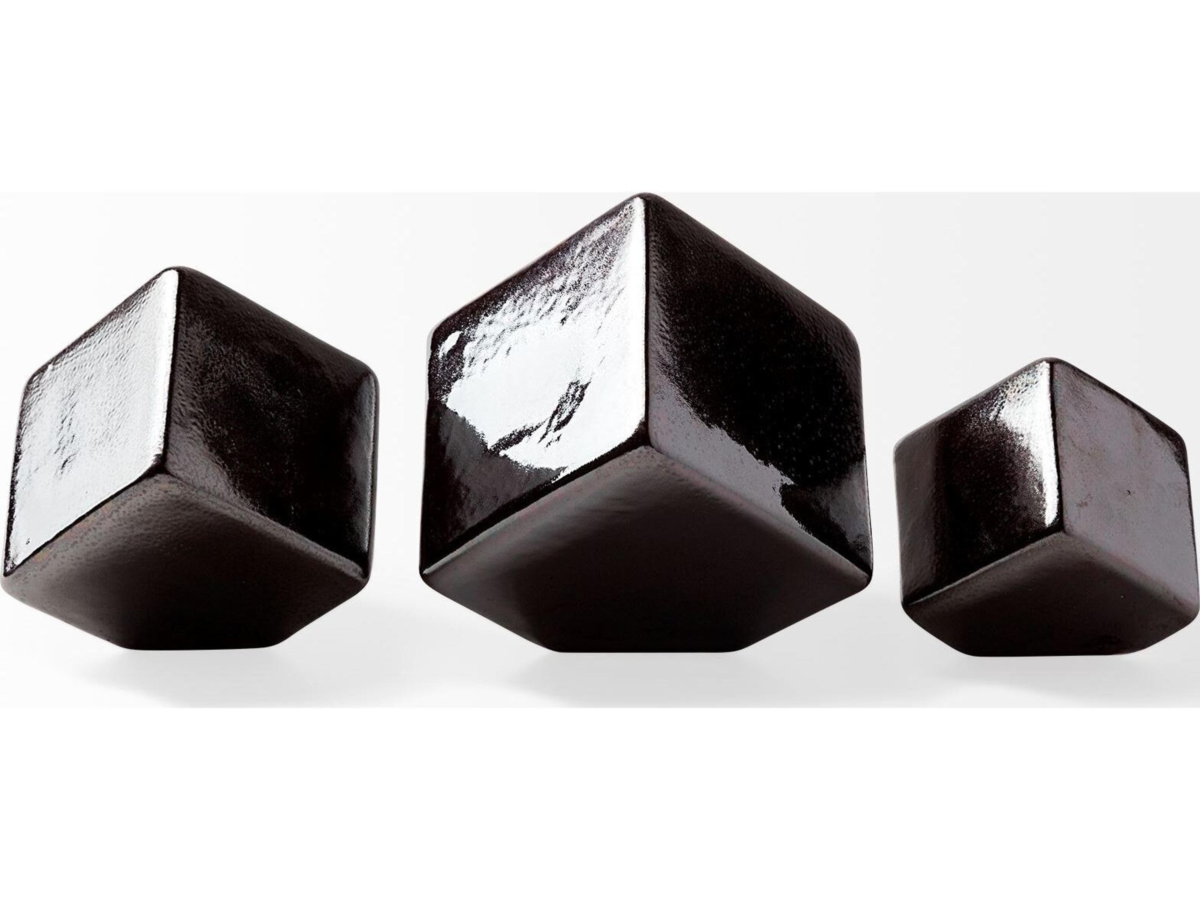 Mercana Mayweather (Set of 3) Black Geometric Ceramic Cubes