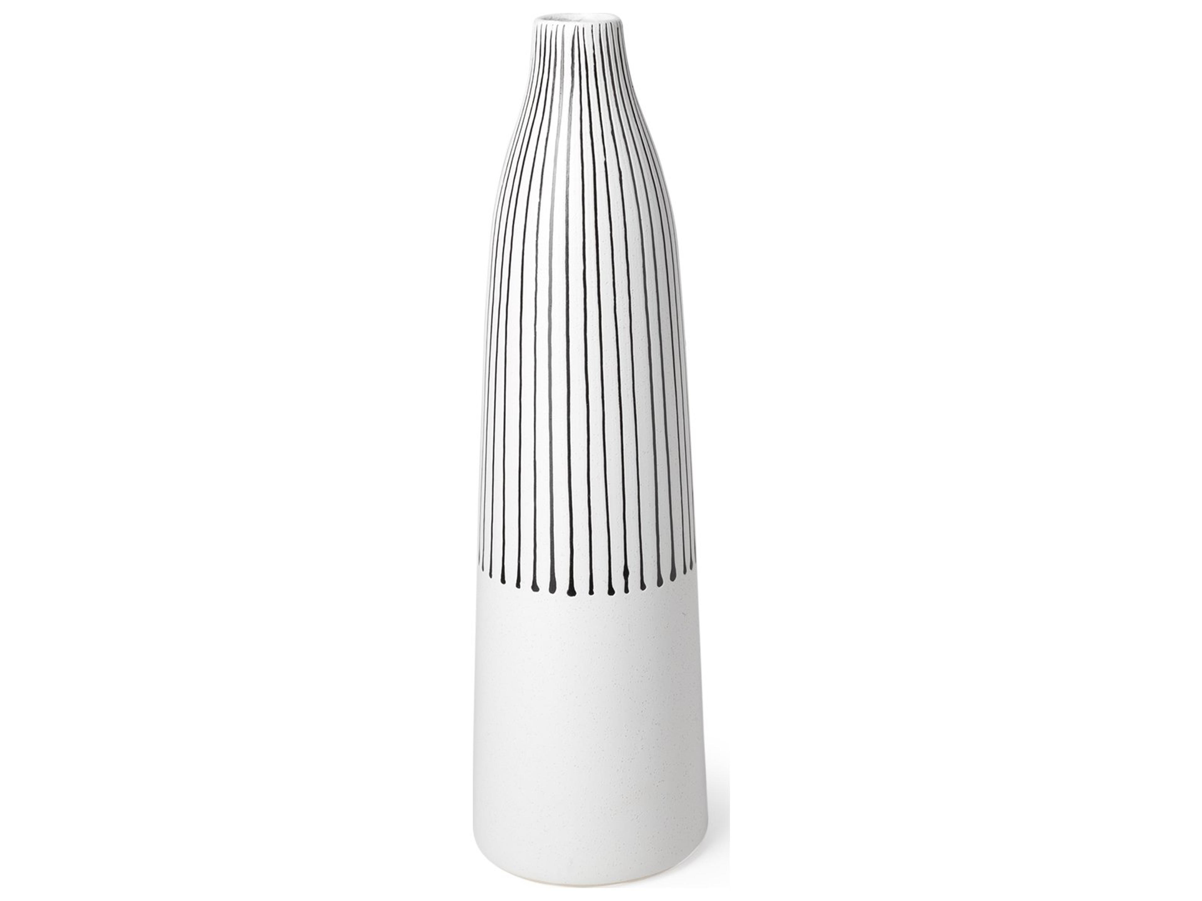Mercana Kira I Small White Pinstripe Ceramic Vase