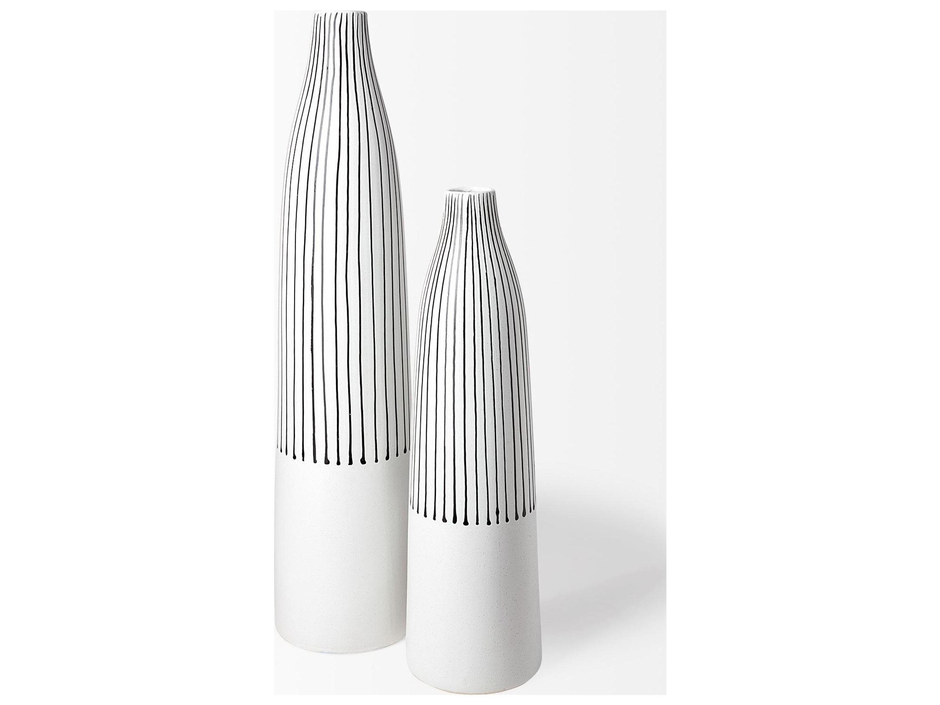 Mercana Kira I Small White Pinstripe Ceramic Vase