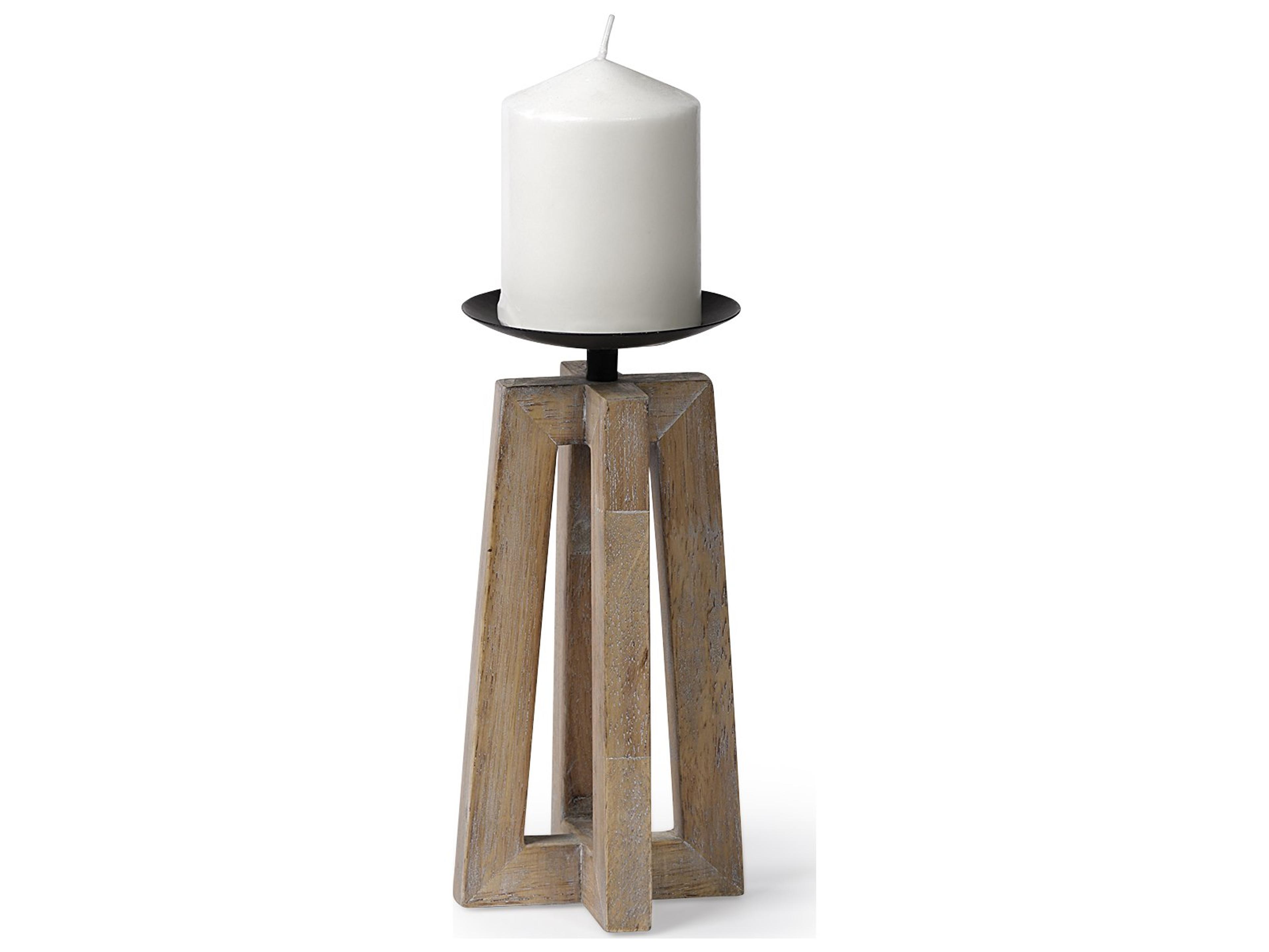 Astra Small Light Brown Wood Pedestal Base Table Candle Holder