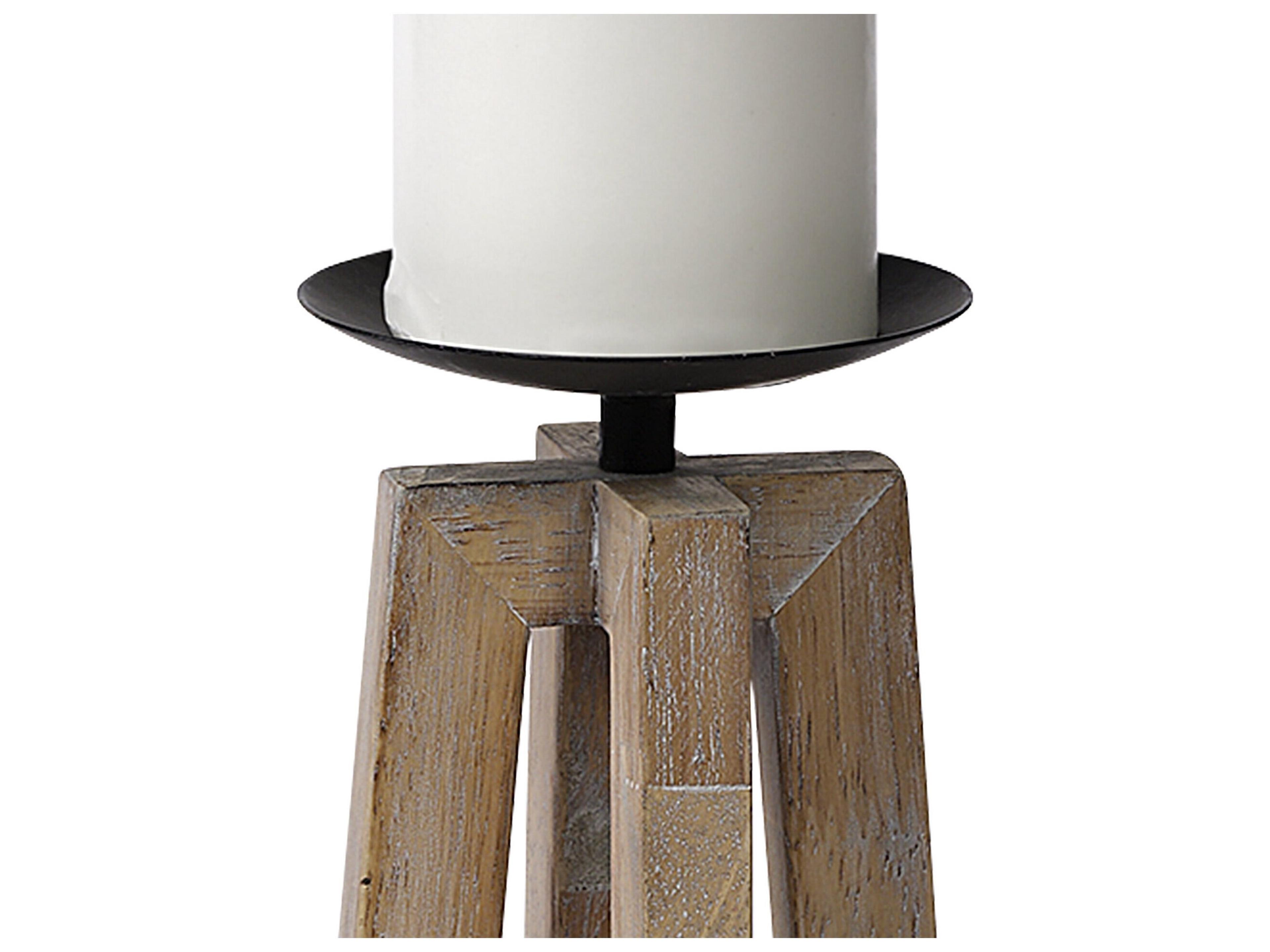 Mercana Astra Small Light Brown Wood Pedestal Base Table Candle Holder