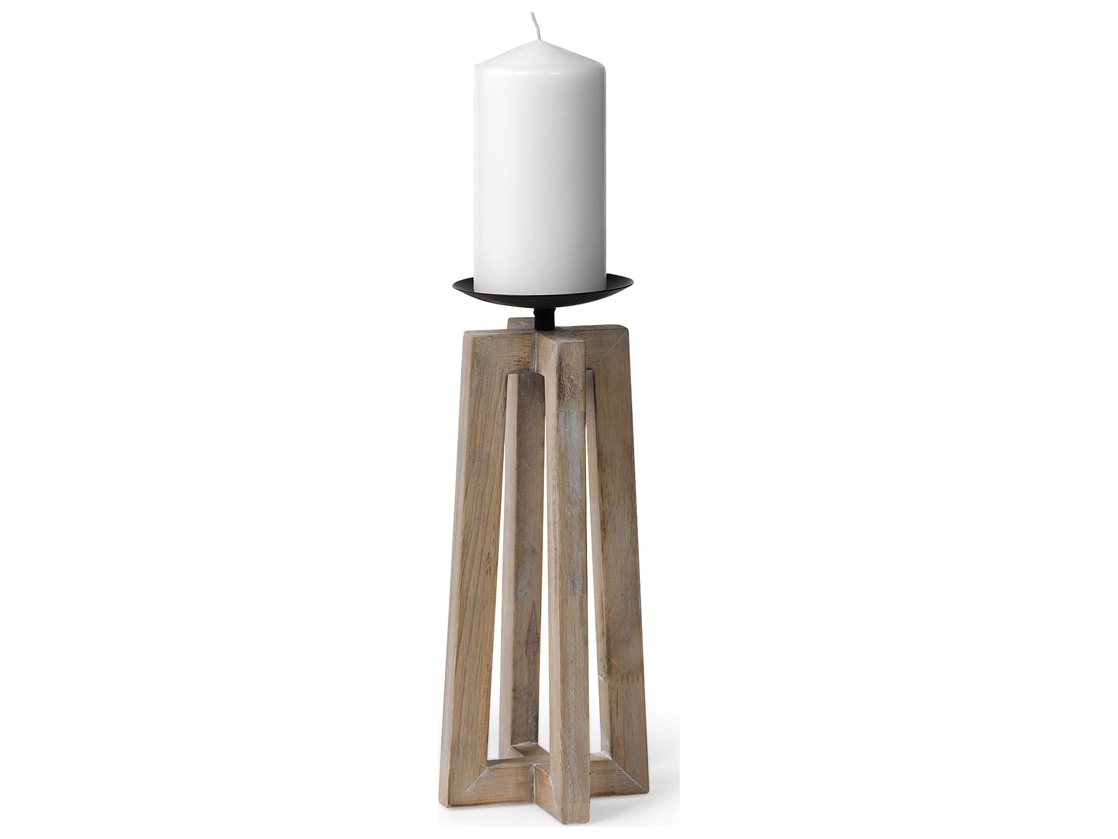 Astra Large Light Brown Wood Pedestal Base Table Candle Holder