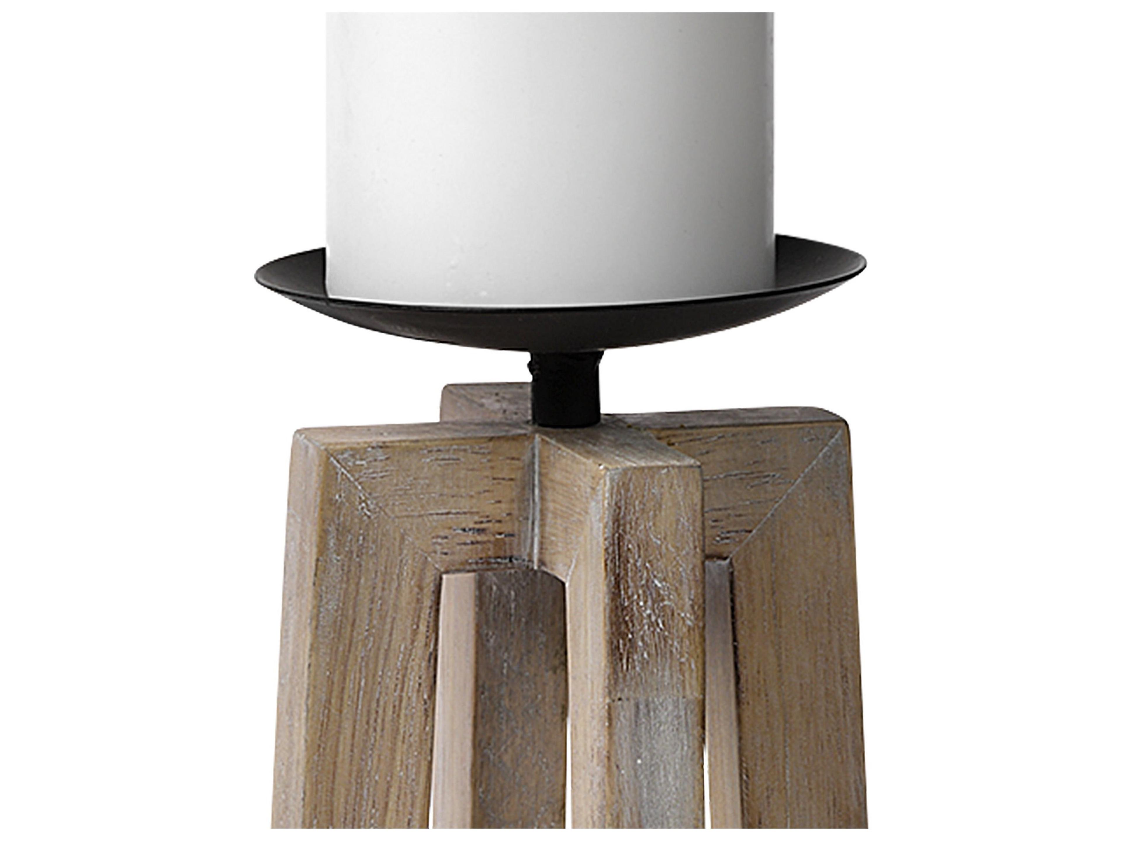 Mercana Astra Large Light Brown Wood Pedestal Base Table Candle Holder