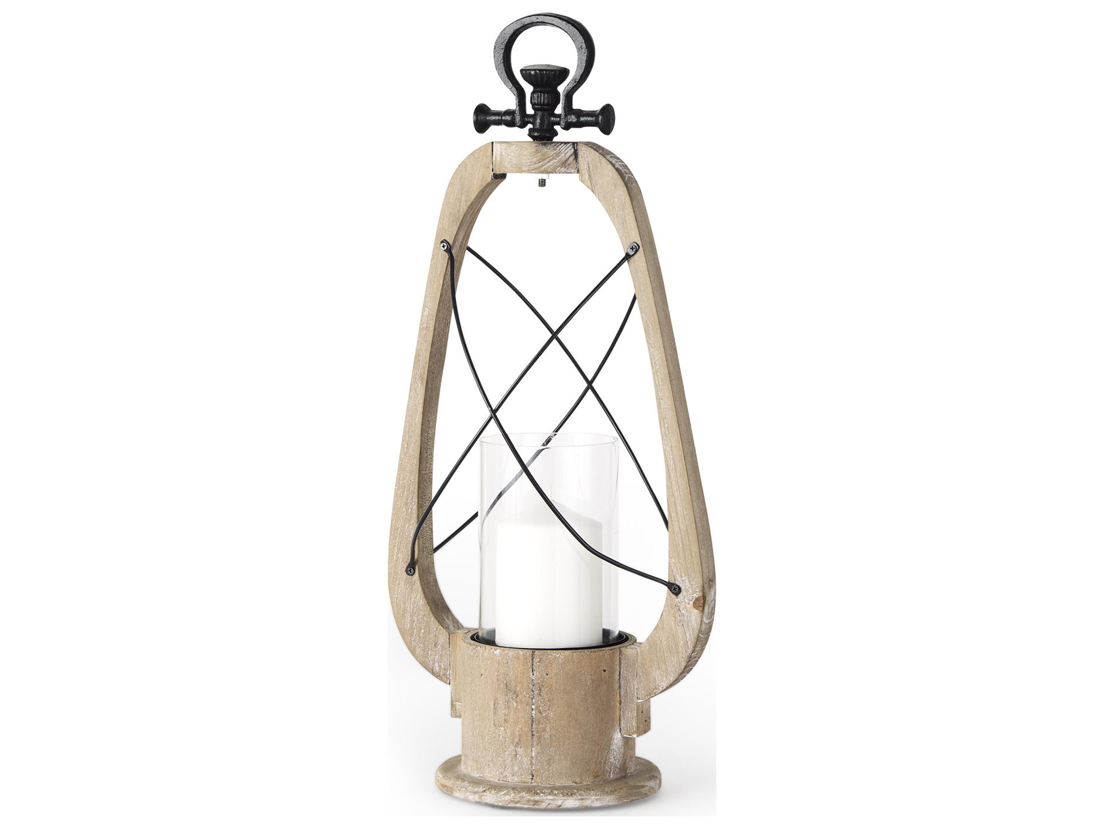 Zain I Small Brown Wooden Vintage Inspired Candle Holder Lantern
