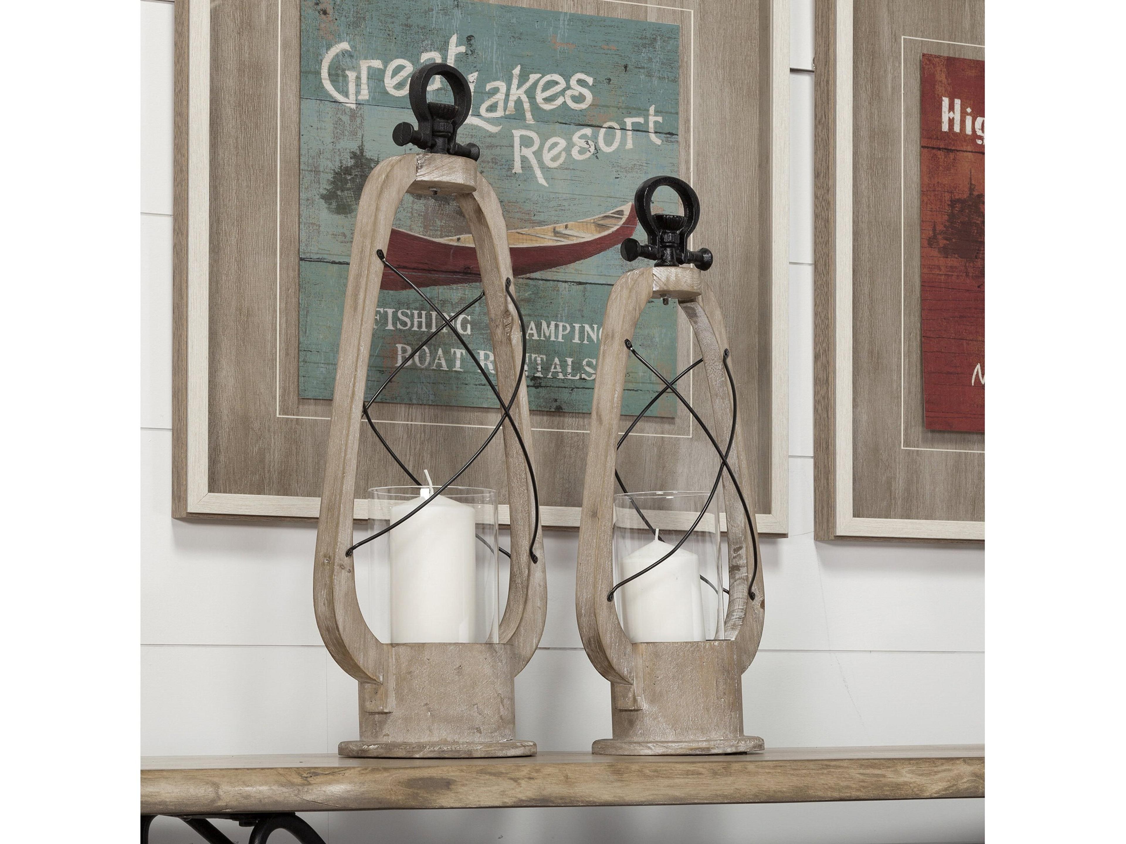 Mercana Zain I Small Brown Wooden Vintage Inspired Candle Holder Lantern