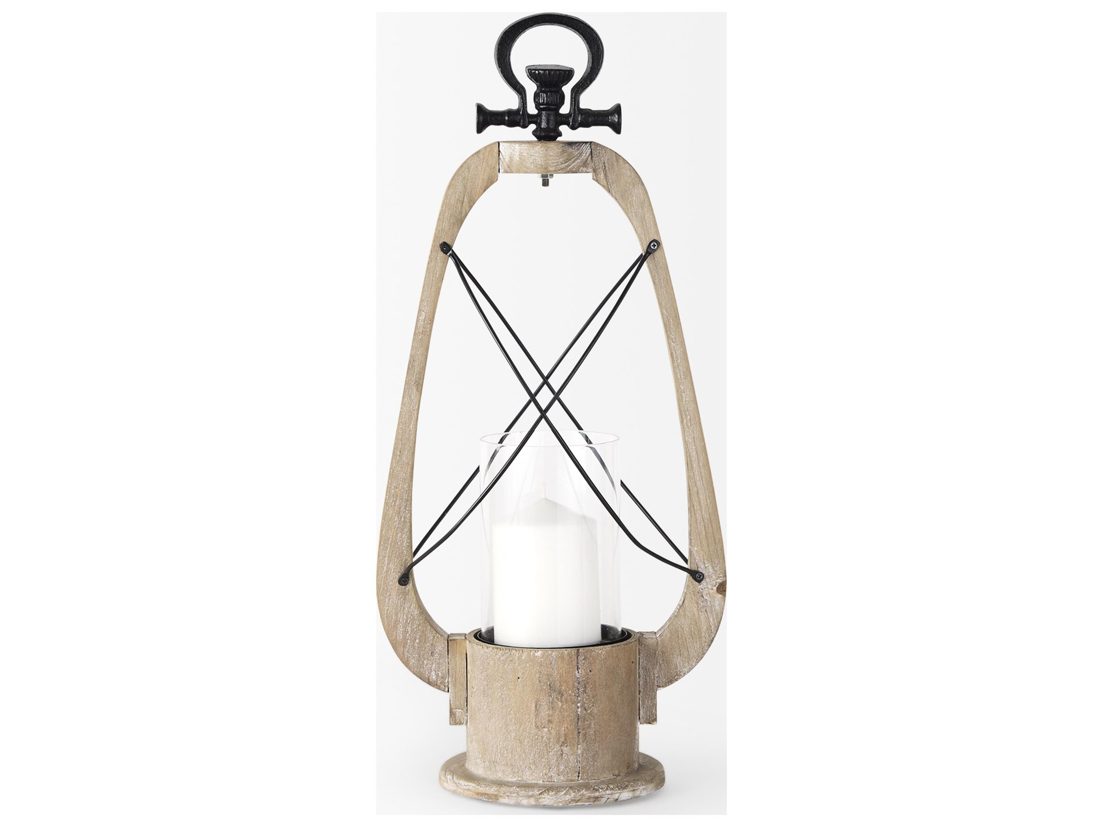 Mercana Zain I Small Brown Wooden Vintage Inspired Candle Holder Lantern
