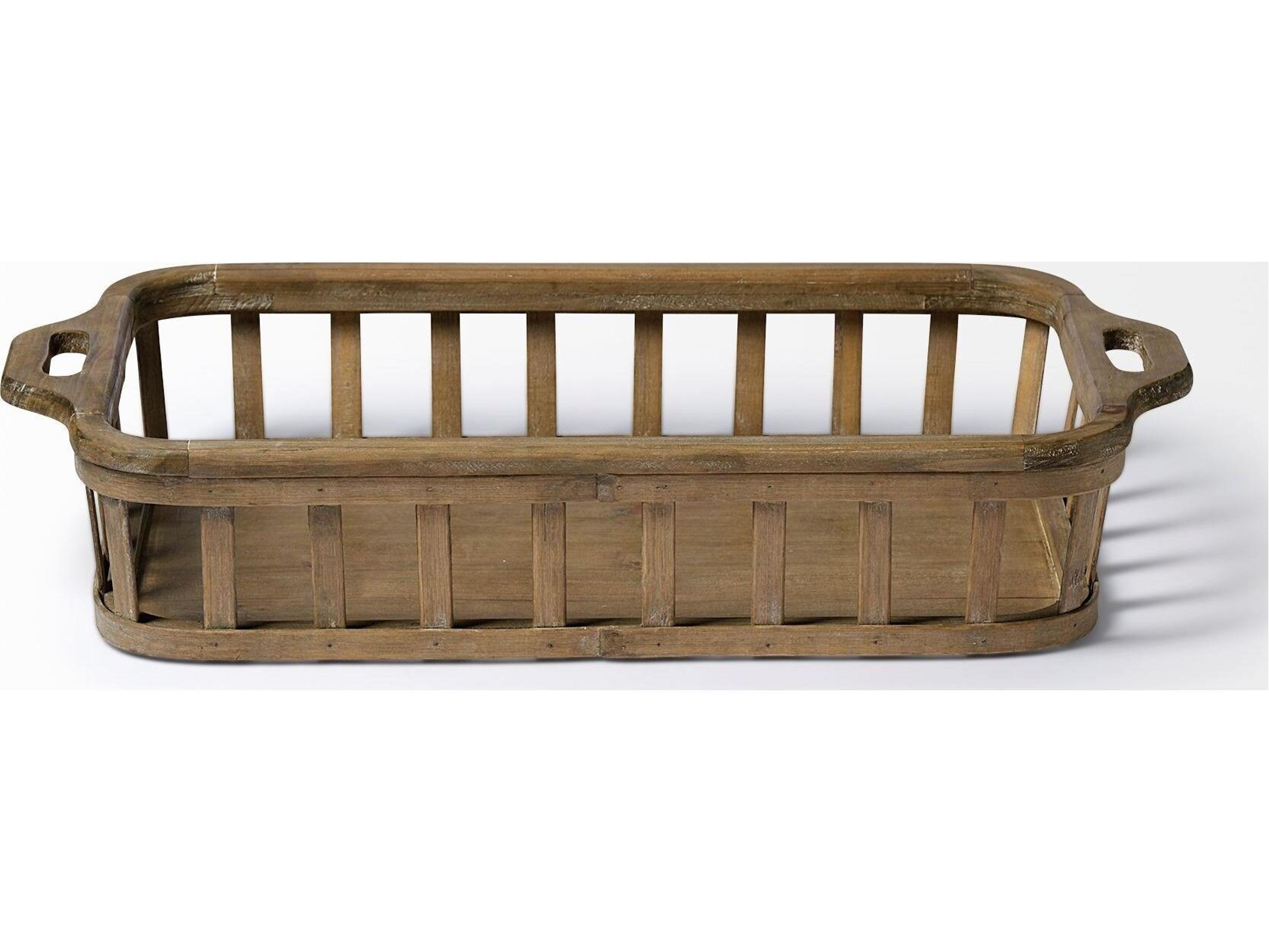 Mercana Louis Set of 2 Natural Wood Slated Nesting Trays