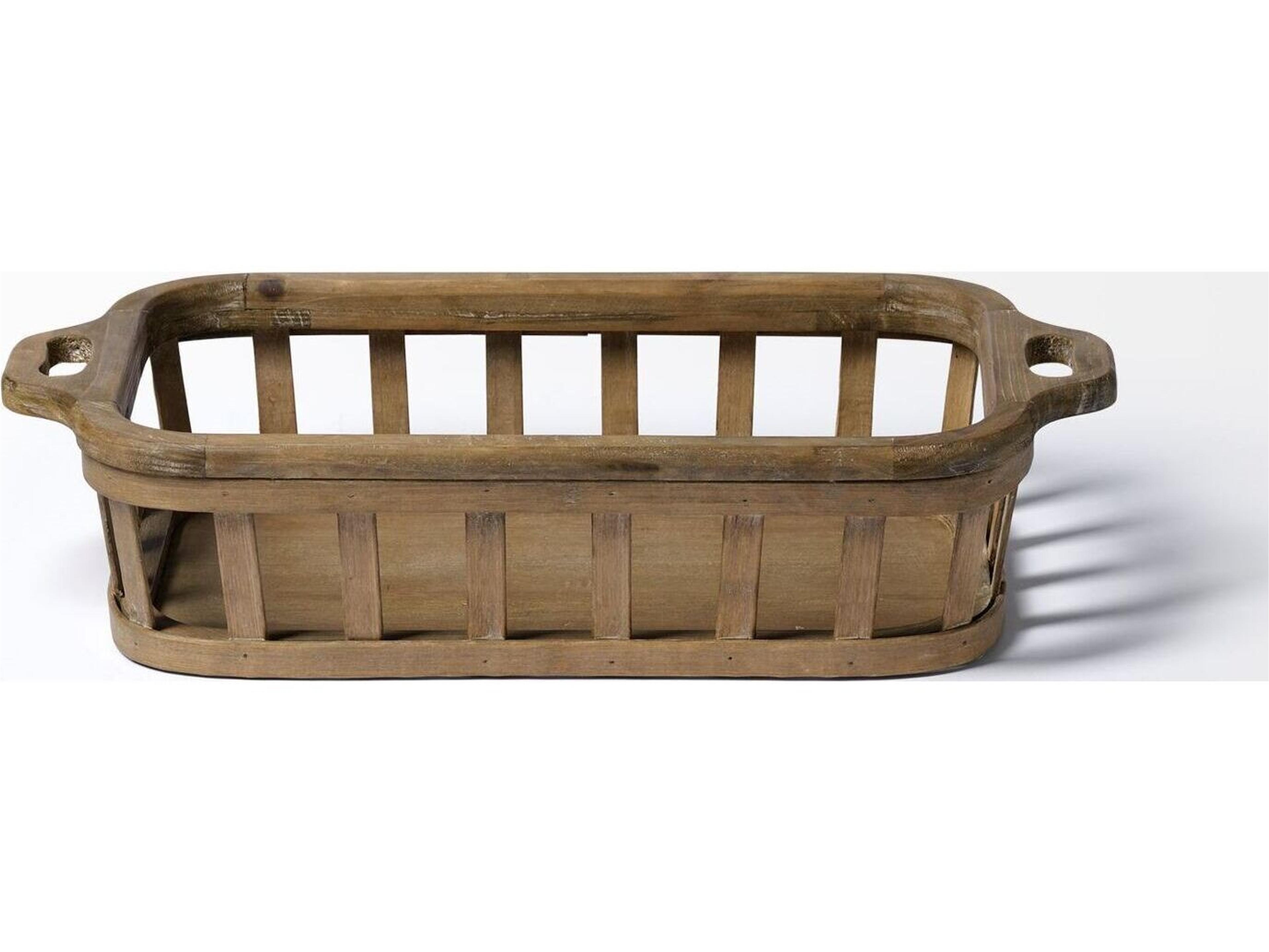 Mercana Louis Set of 2 Natural Wood Slated Nesting Trays