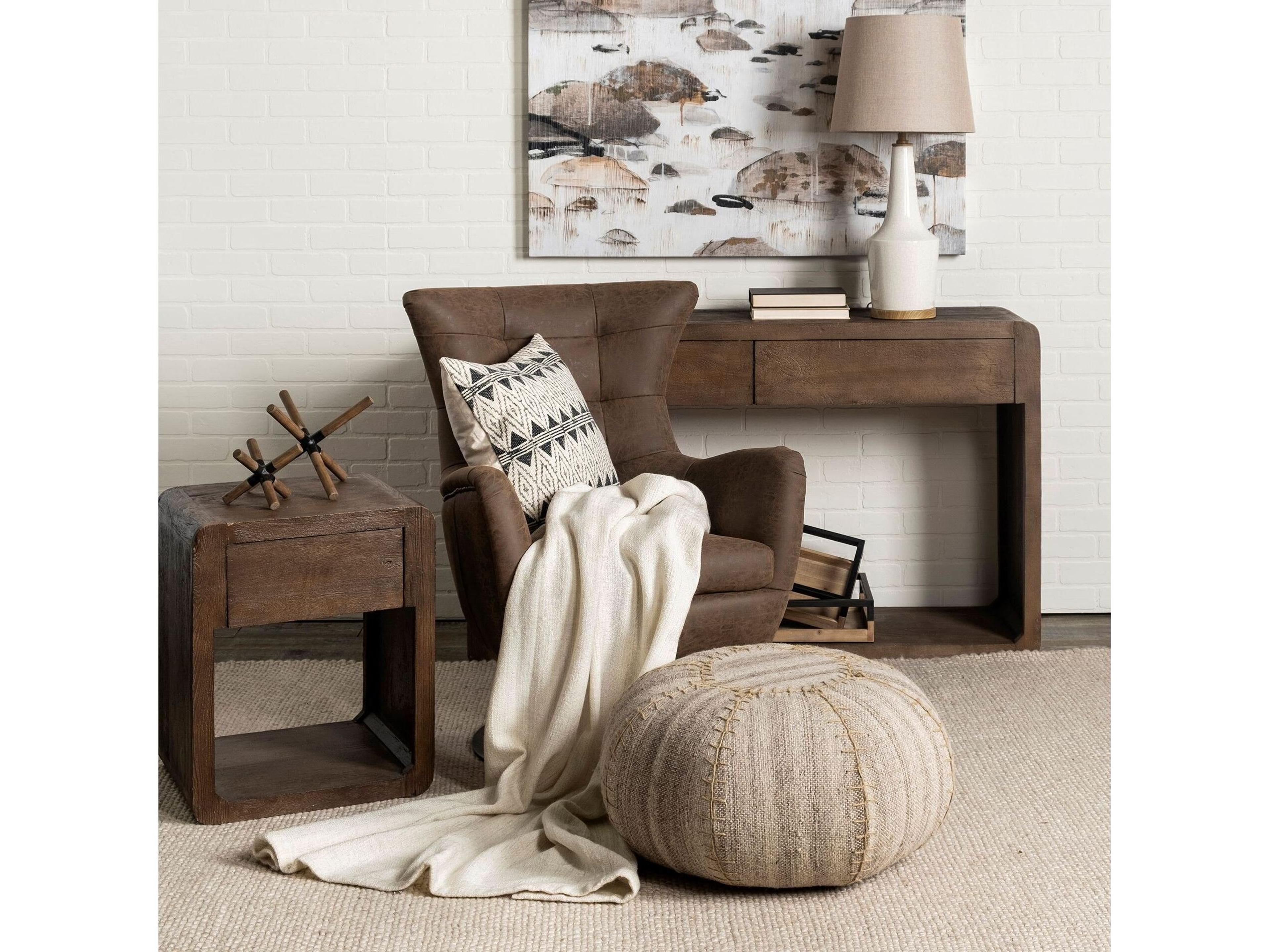 Mercana Stuhrling I (Small) 7L x 7W Brown Wood W/ Black Metal Jack