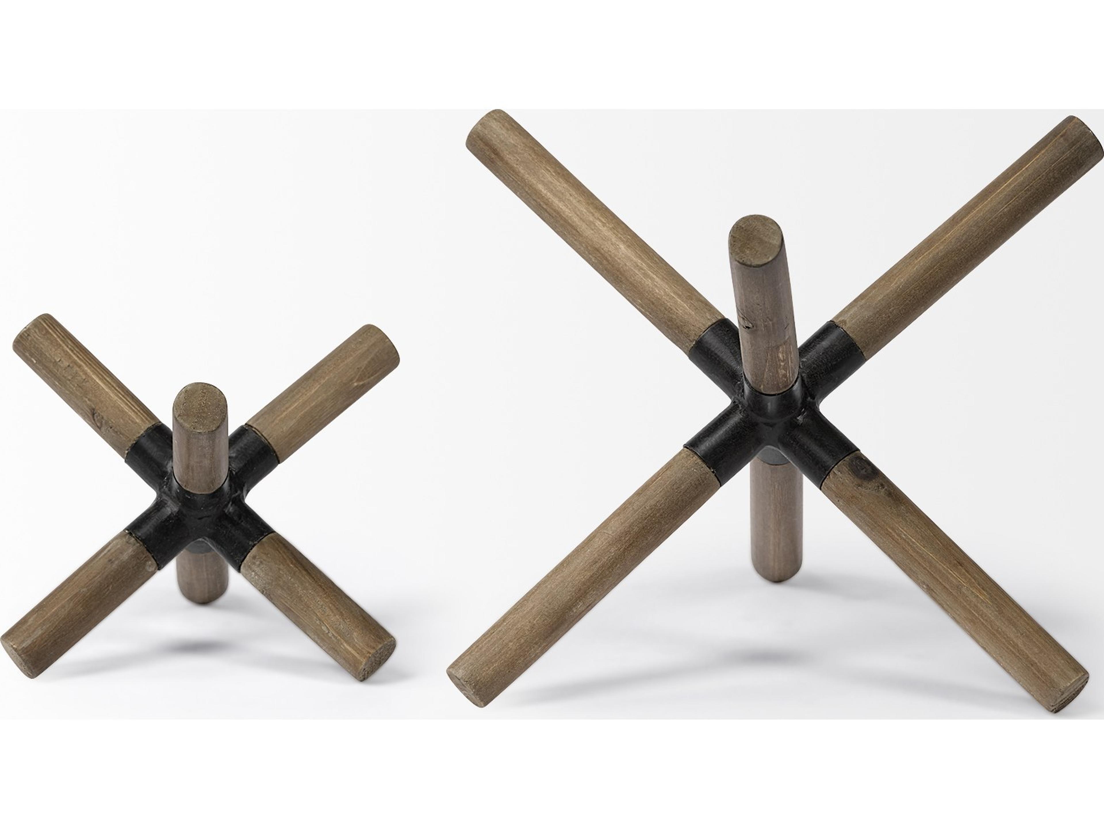 Mercana Stuhrling I (Small) 7L x 7W Brown Wood W/ Black Metal Jack