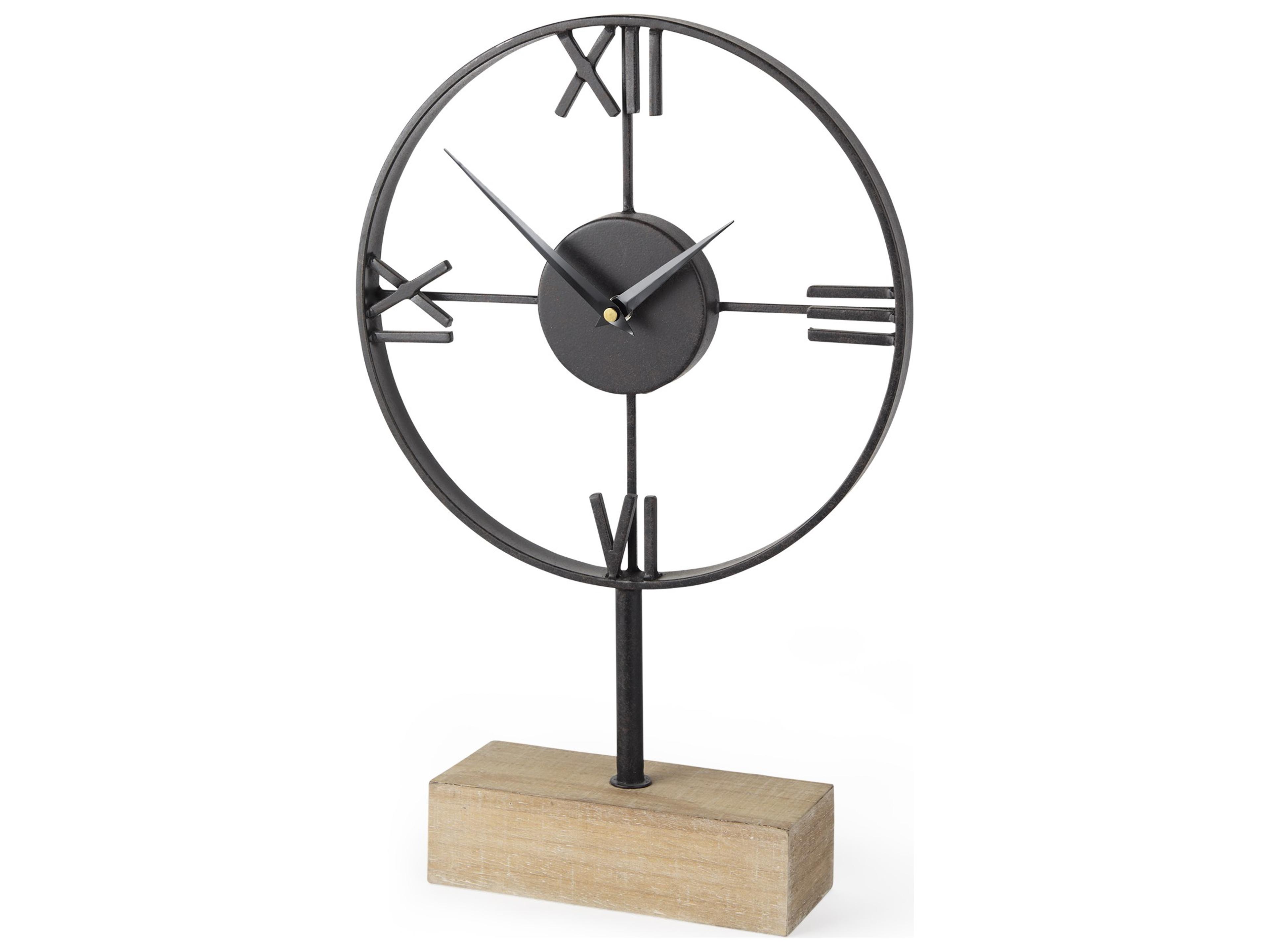 Mercana Oris Black Metal/Wood Open Frame Table Clock