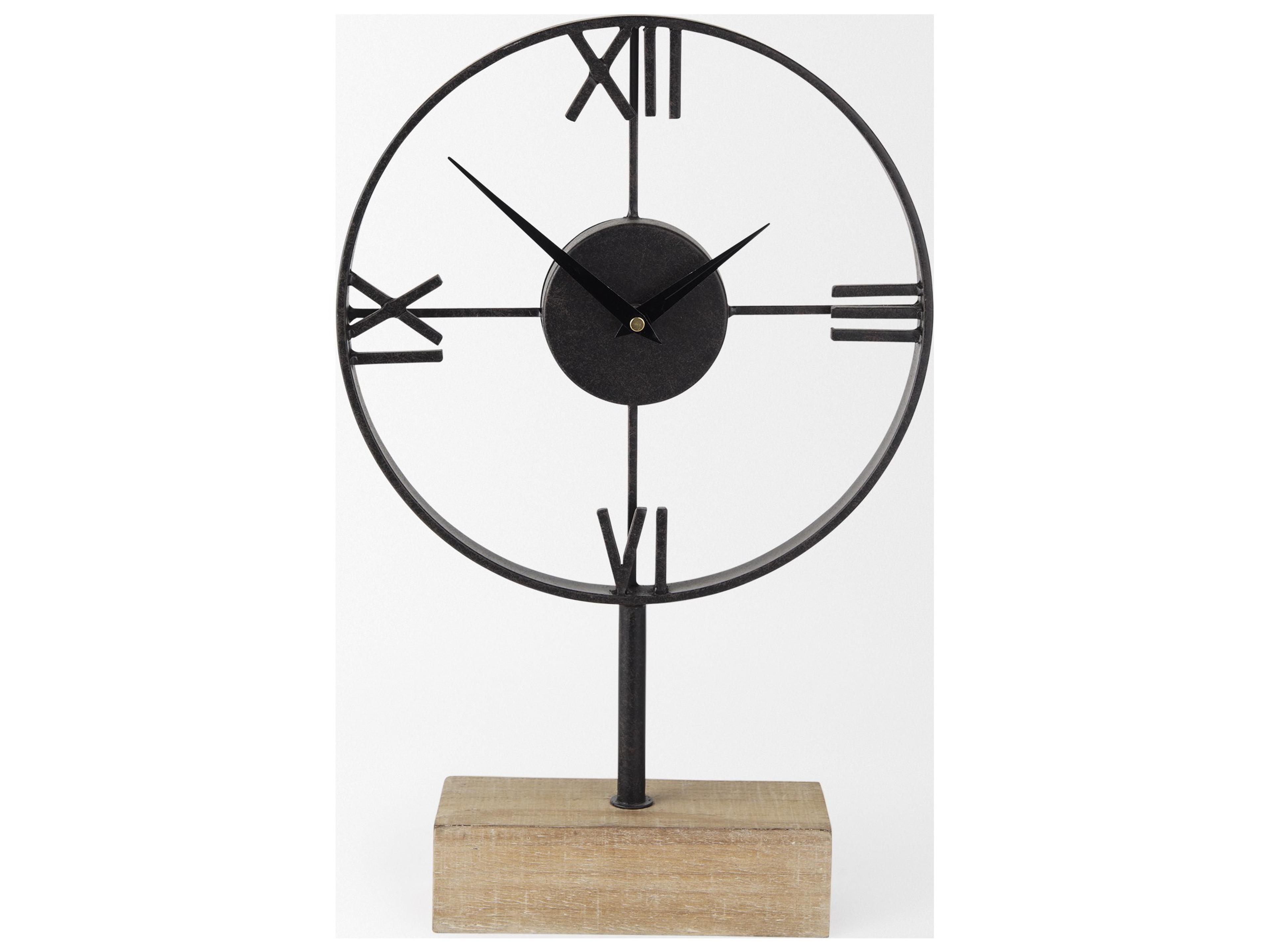Mercana Oris Black Metal/Wood Open Frame Table Clock
