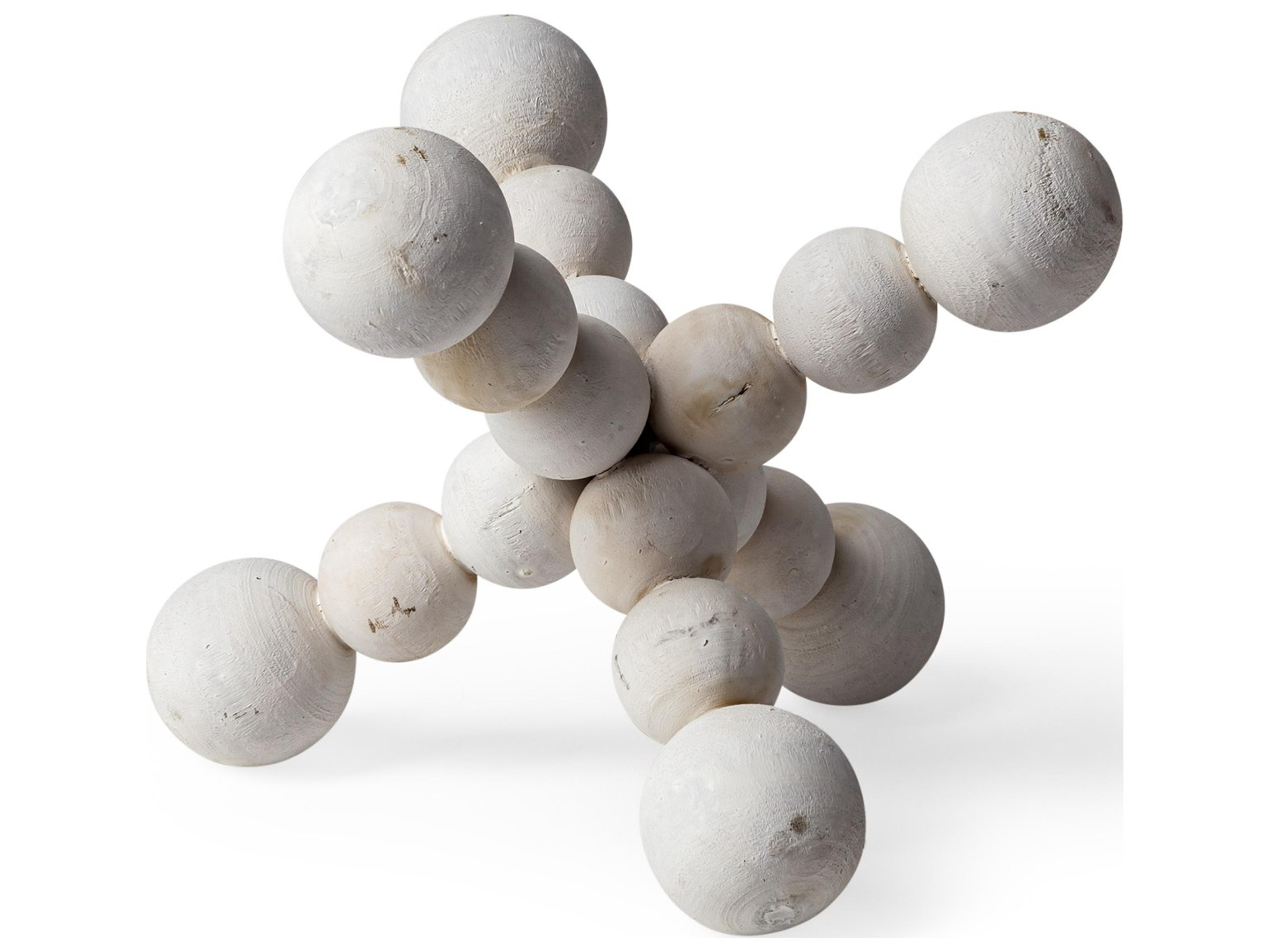 Carrollton I (Small) 7L x 7W Off-White Geometric Wood Ball Jack