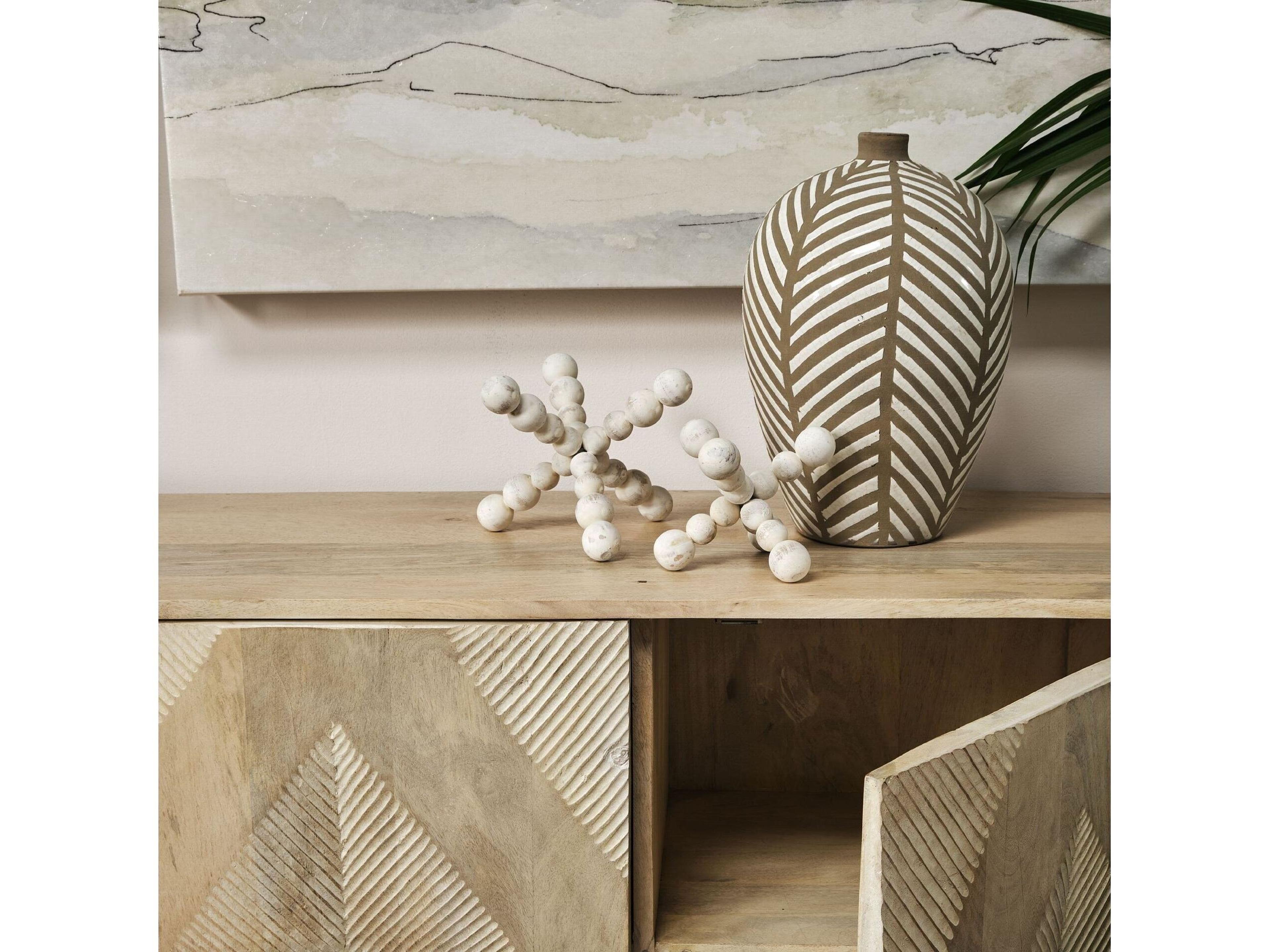 Mercana Carrollton I (Small) 7L x 7W Off-White Geometric Wood Ball Jack