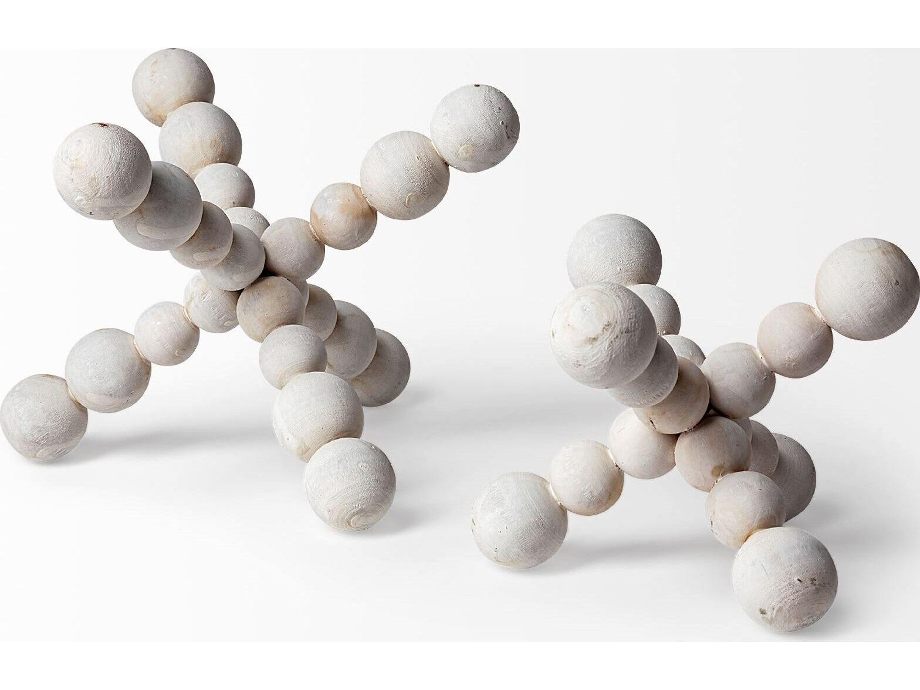 Mercana Carrollton I (Small) 7L x 7W Off-White Geometric Wood Ball Jack