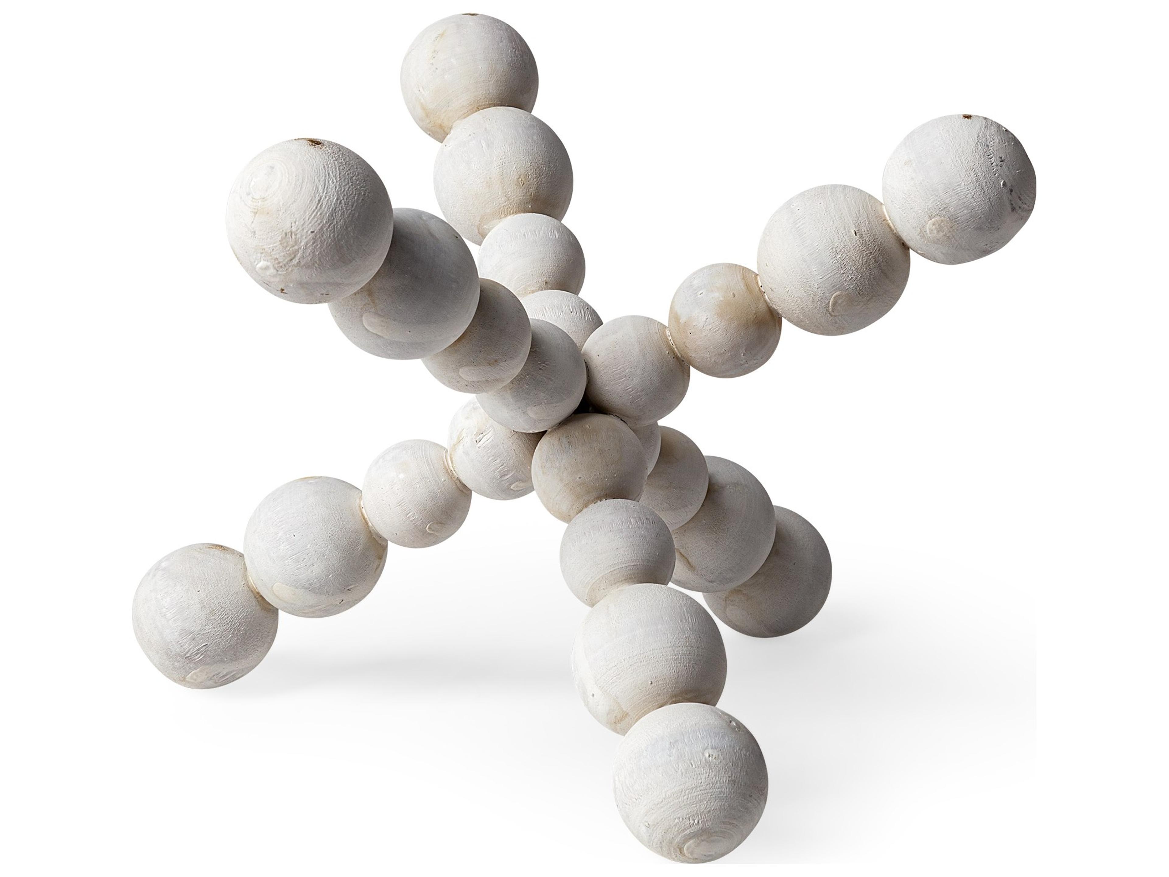 Carrollton II (Large) 9L x 9W Off-White Geometric Wood Ball Jack