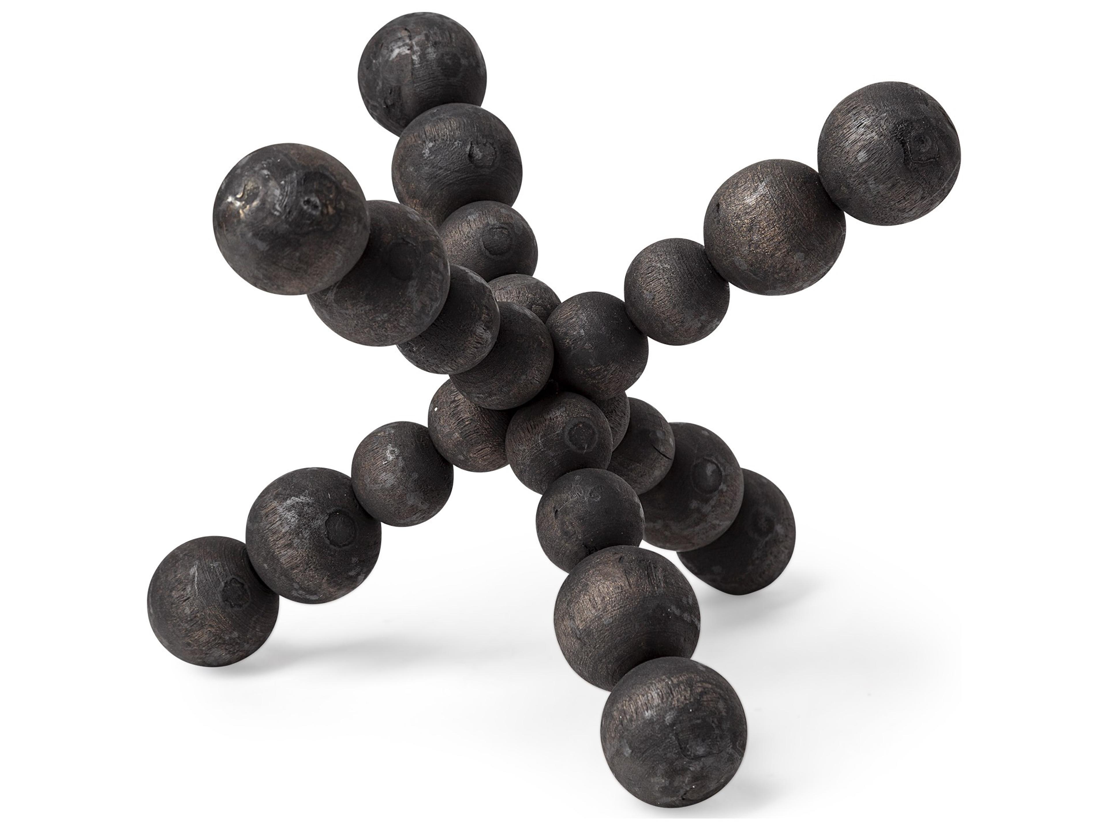 Carollan II (Large) 9L x 9W Black Geometric Wood Ball Jack