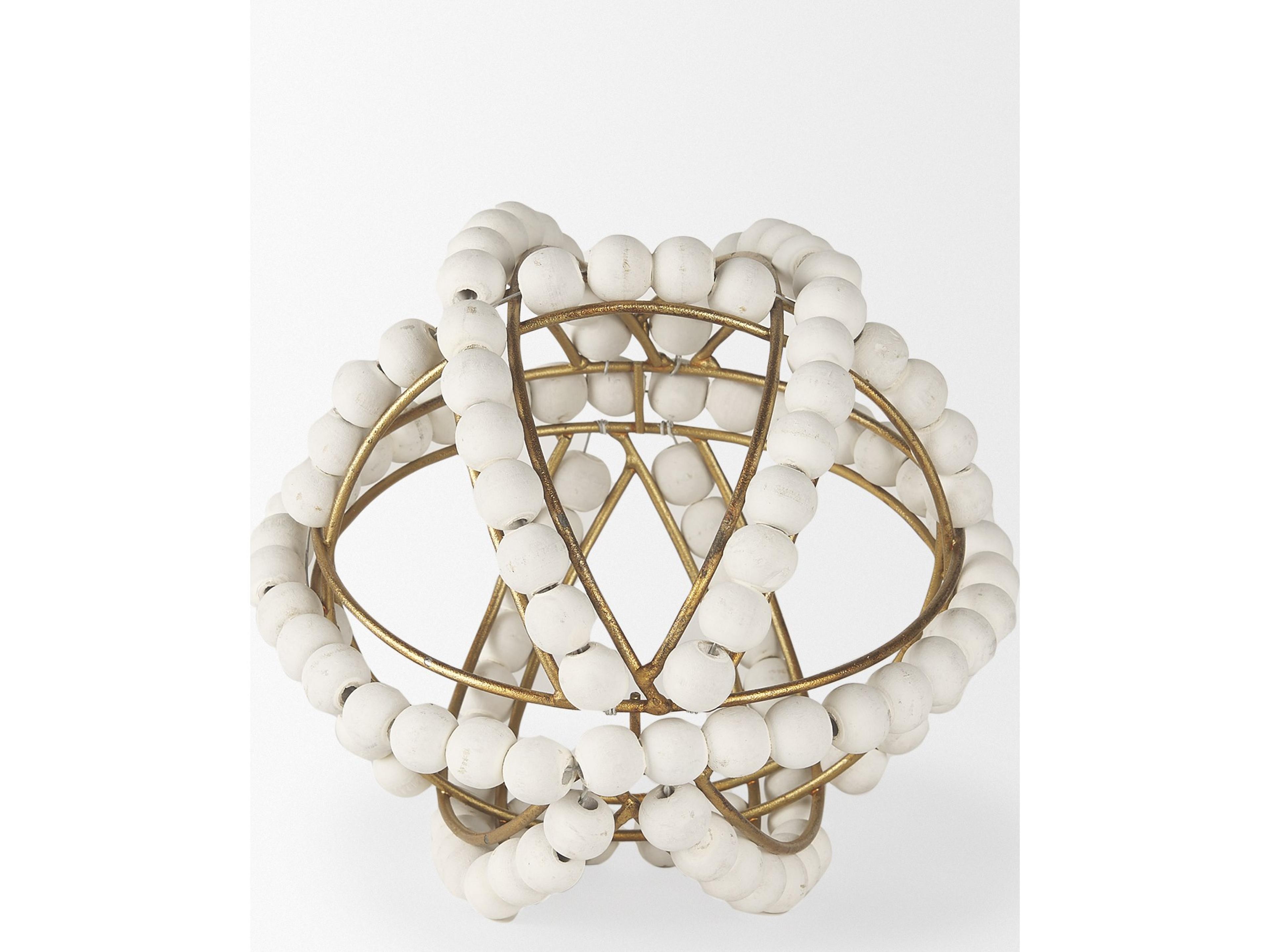 Mercana Espanlade I Small 9L x 9W White Wooden Beaded Orb