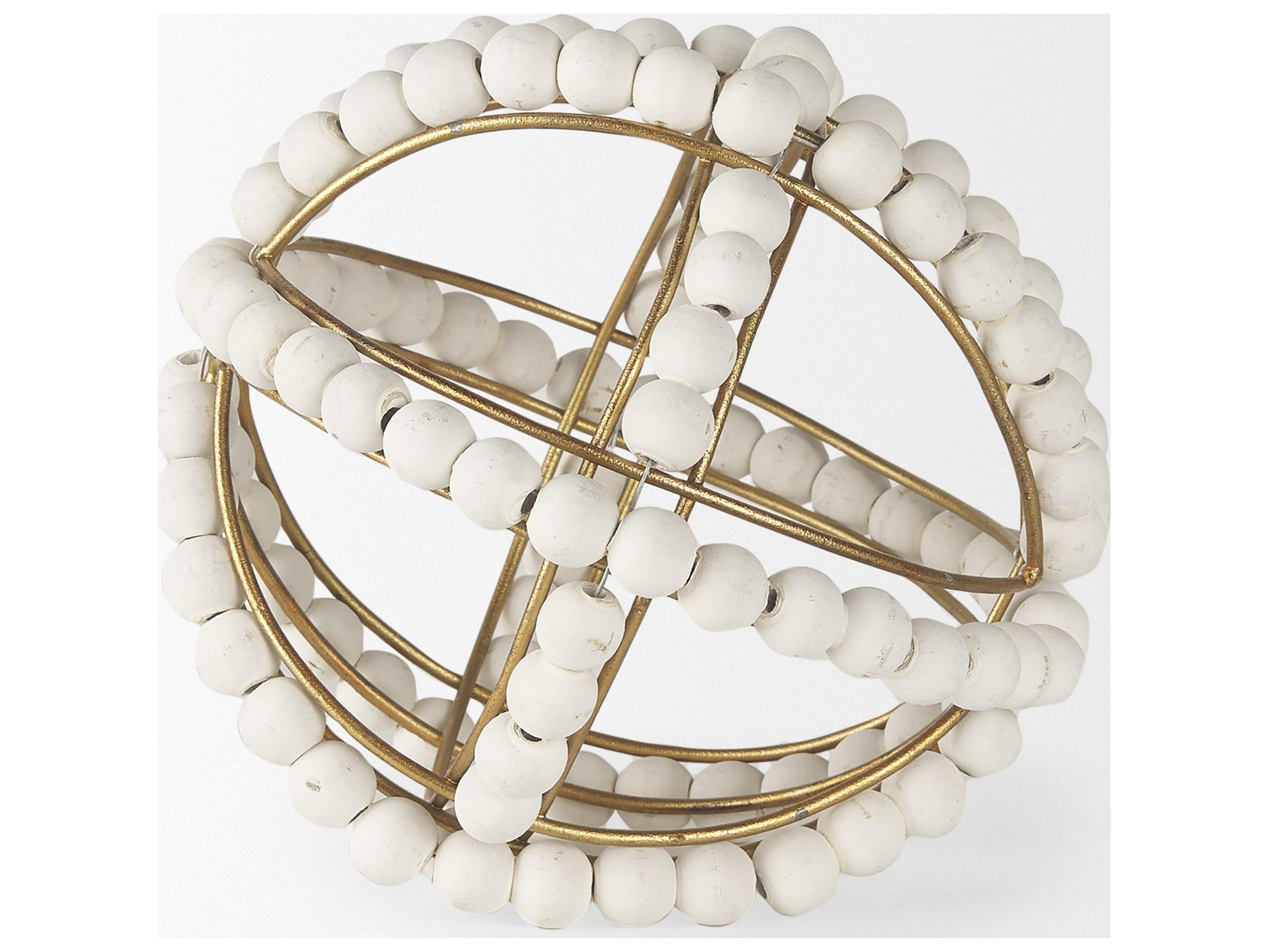 Mercana Espanlade I Small 9L x 9W White Wooden Beaded Orb