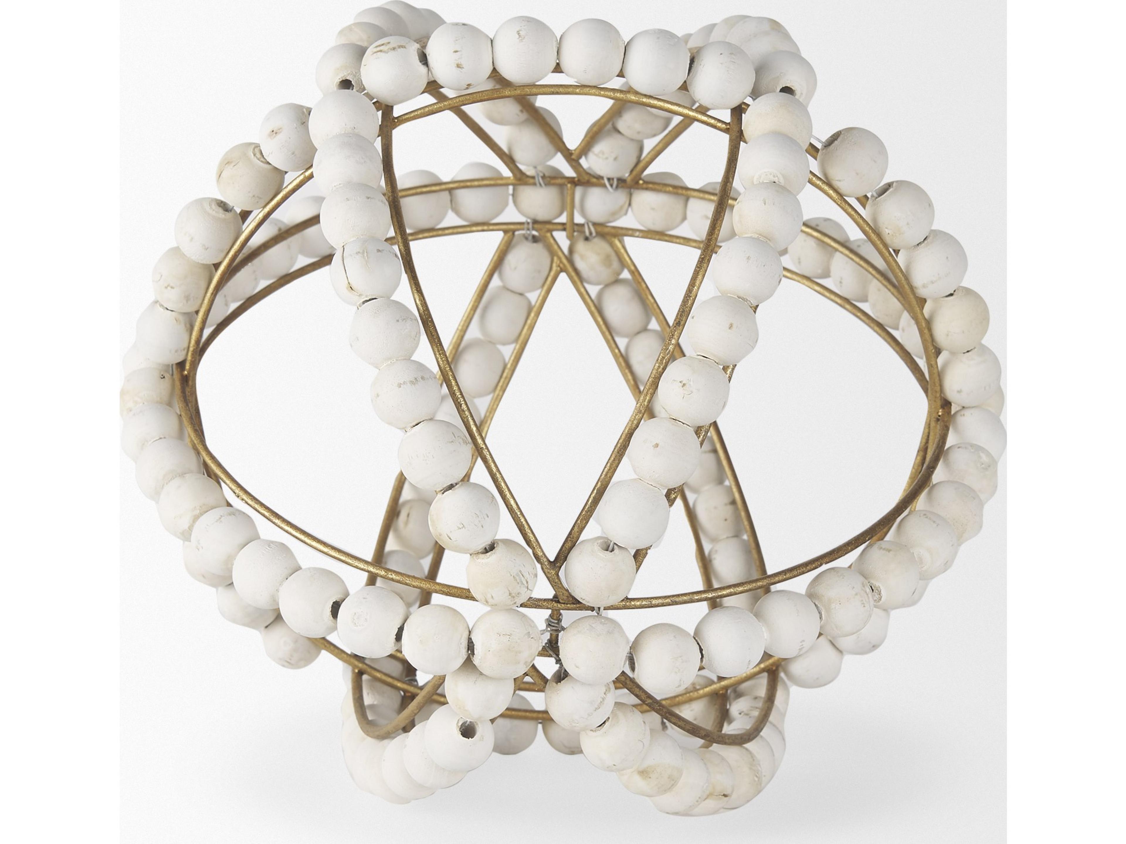 Mercana Espanlade II Large 11L x 11W White Wooden Beaded Orb