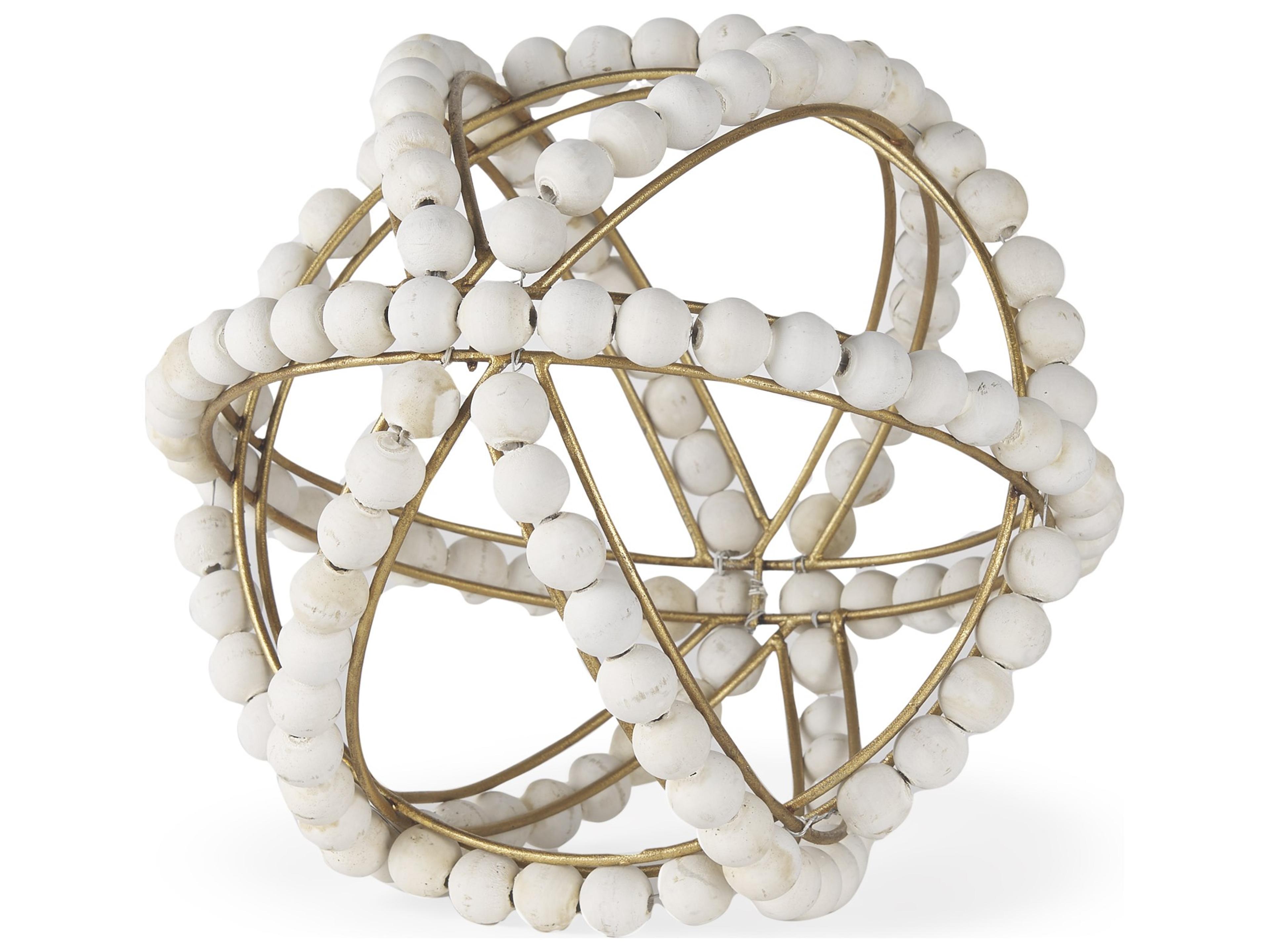 Espanlade II Large 11L x 11W White Wooden Beaded Orb