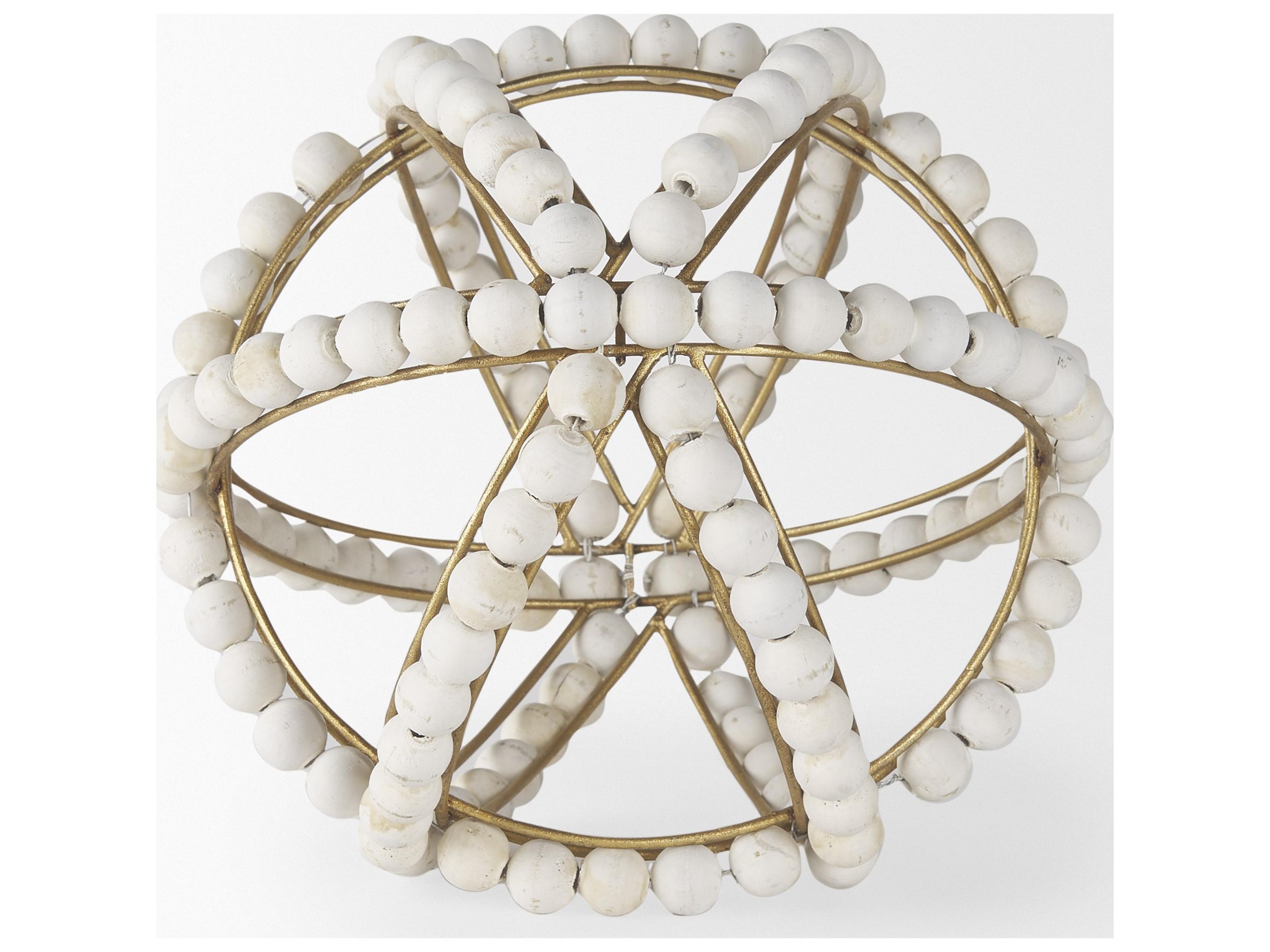 Mercana Espanlade II Large 11L x 11W White Wooden Beaded Orb