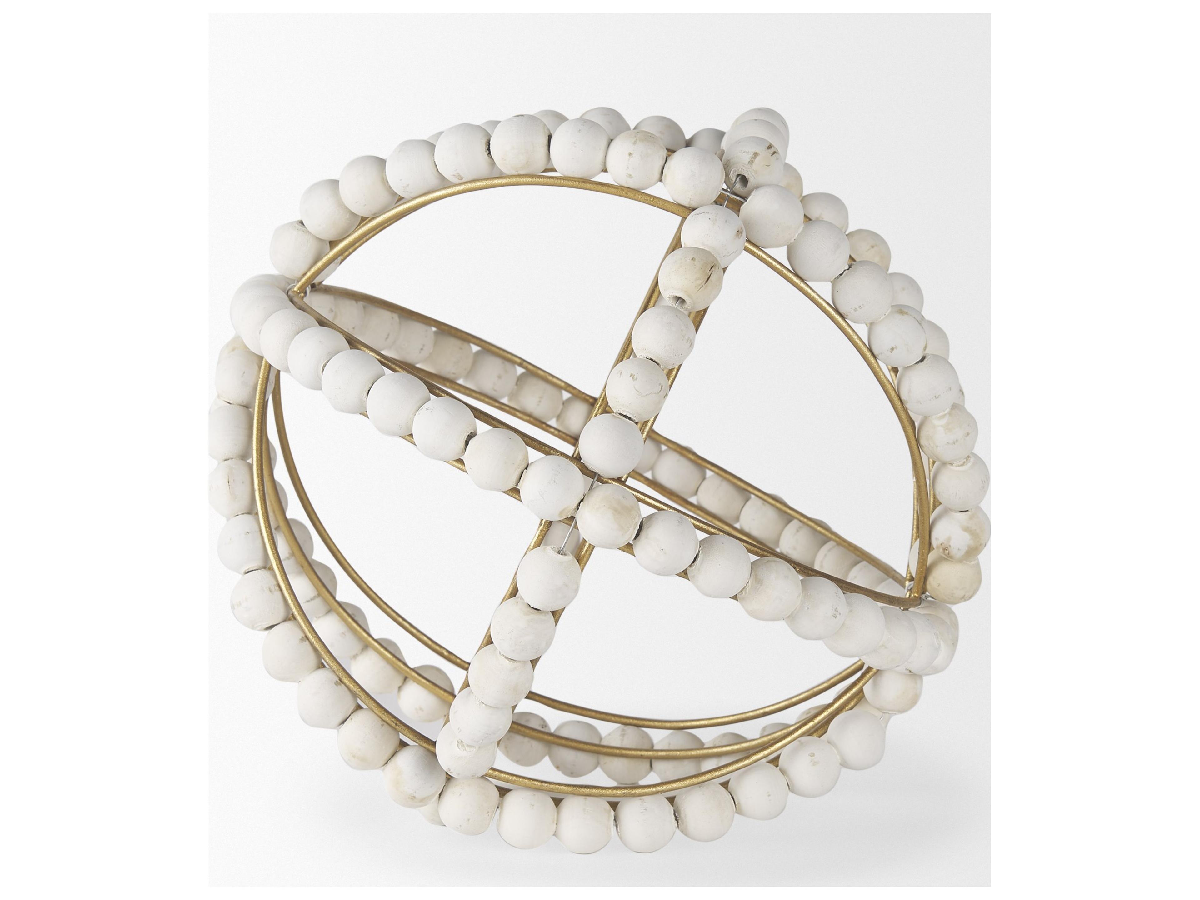 Mercana Espanlade II Large 11L x 11W White Wooden Beaded Orb