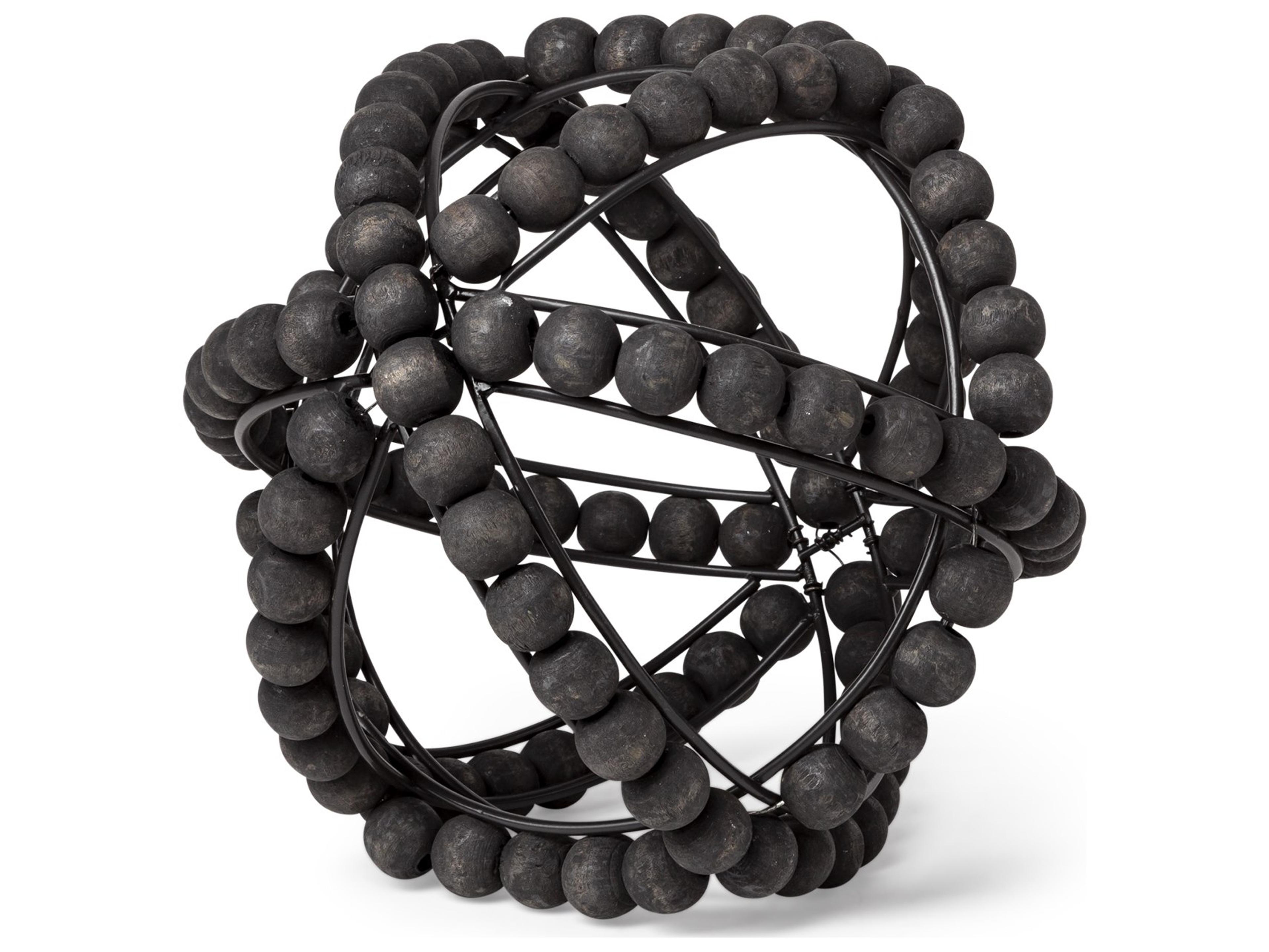 Earnhardt I Small 9L x 9W Black Wooden Beaded Orb