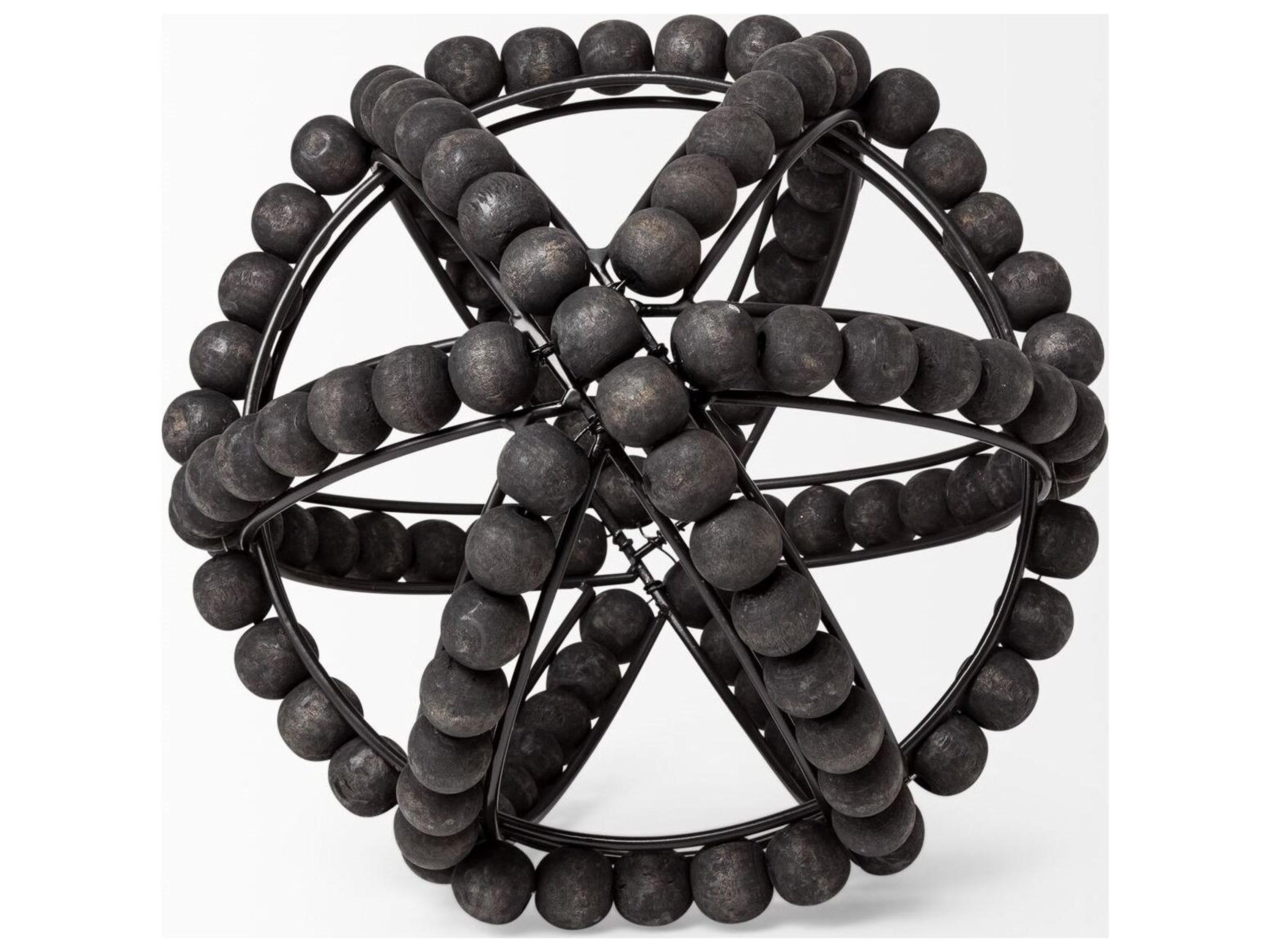 Mercana Earnhardt I Small 9L x 9W Black Wooden Beaded Orb