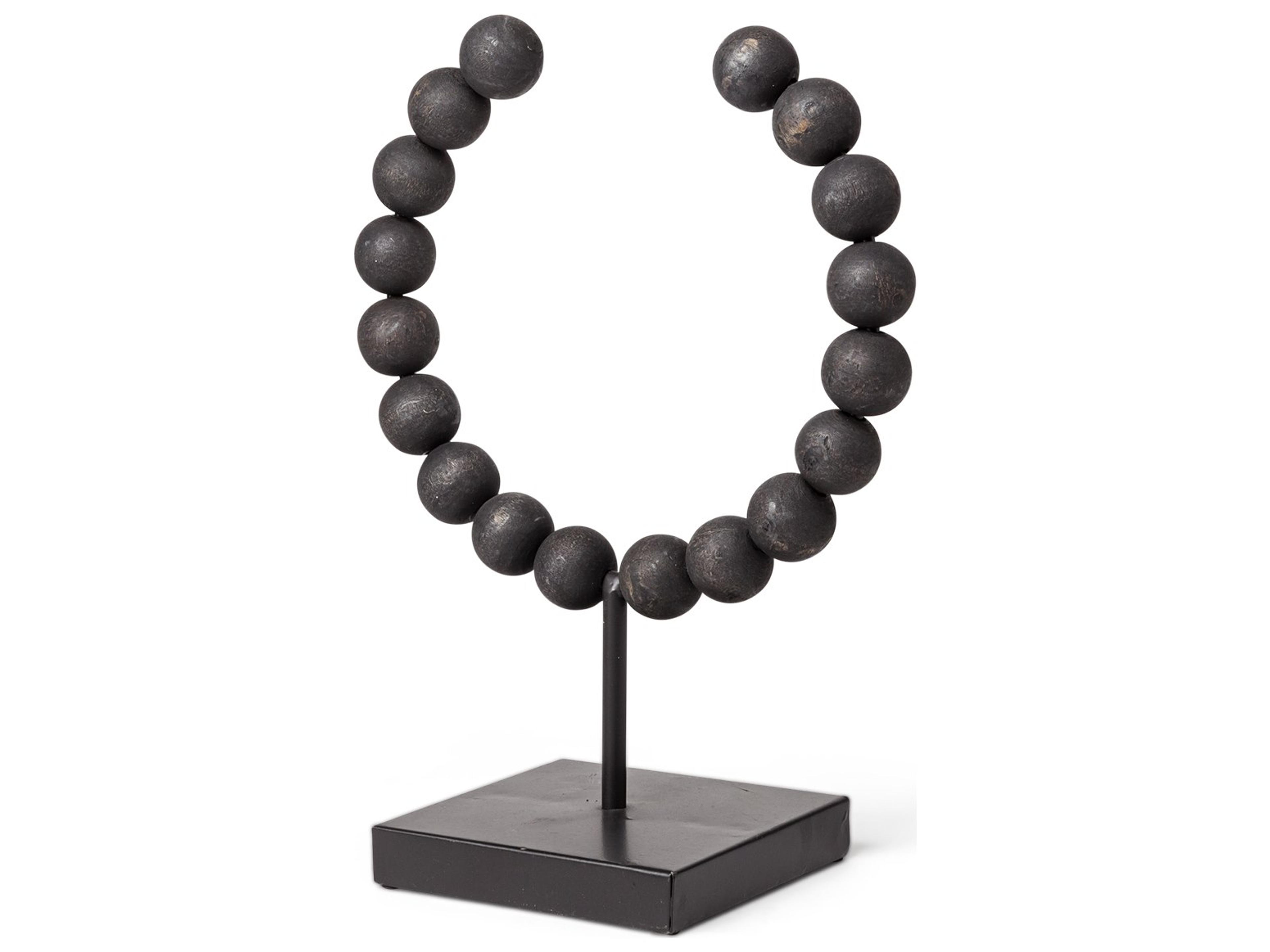 Tulane I (Small) 9L x 5W Black Beaded Broken Sphere Decorative Object