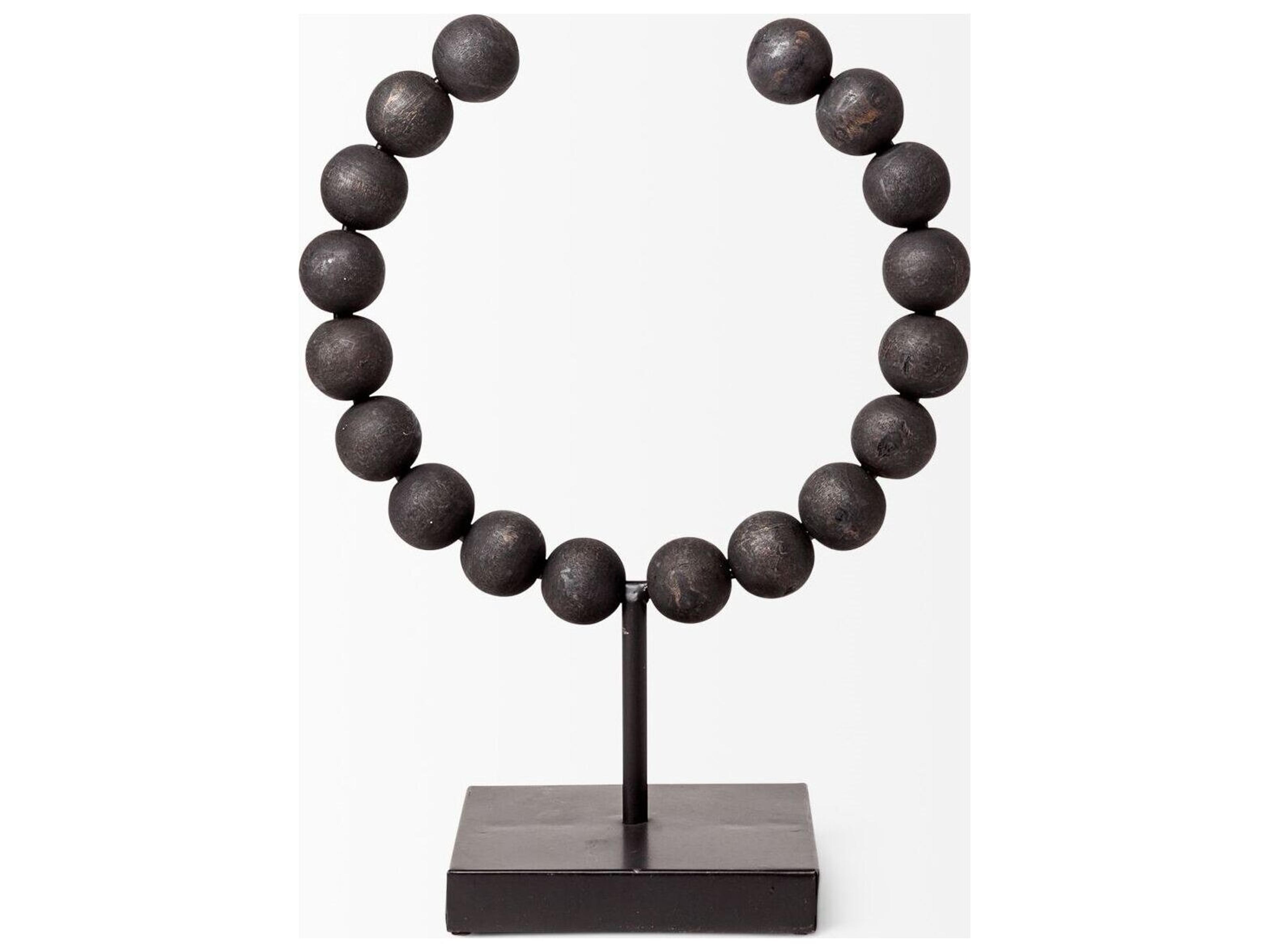 Mercana Tulane I (Small) 9L x 5W Black Beaded Broken Sphere Decorative Object