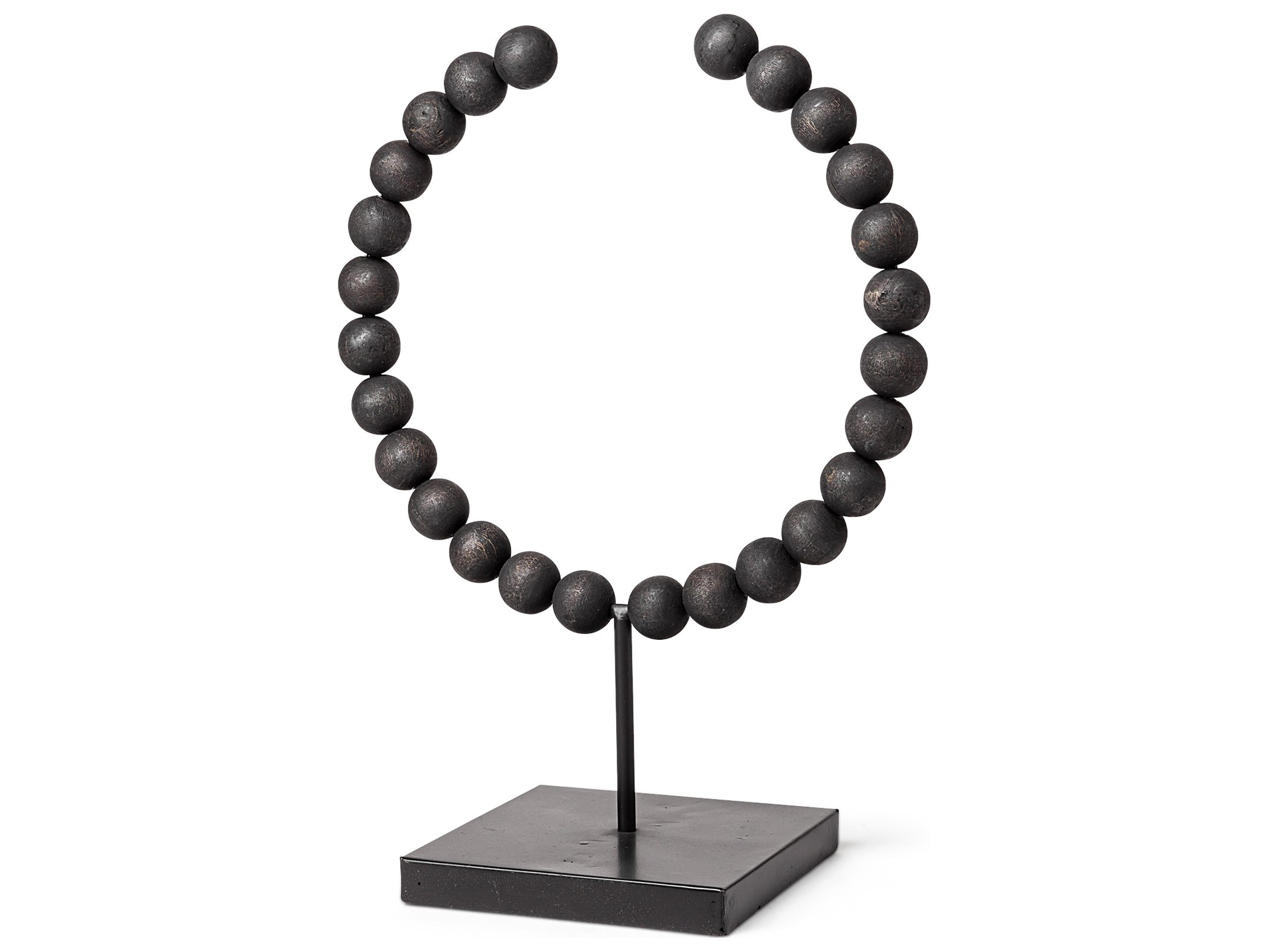 Tulane II (Large) 12L x 6W Black Beaded Broken Sphere Decorative Object