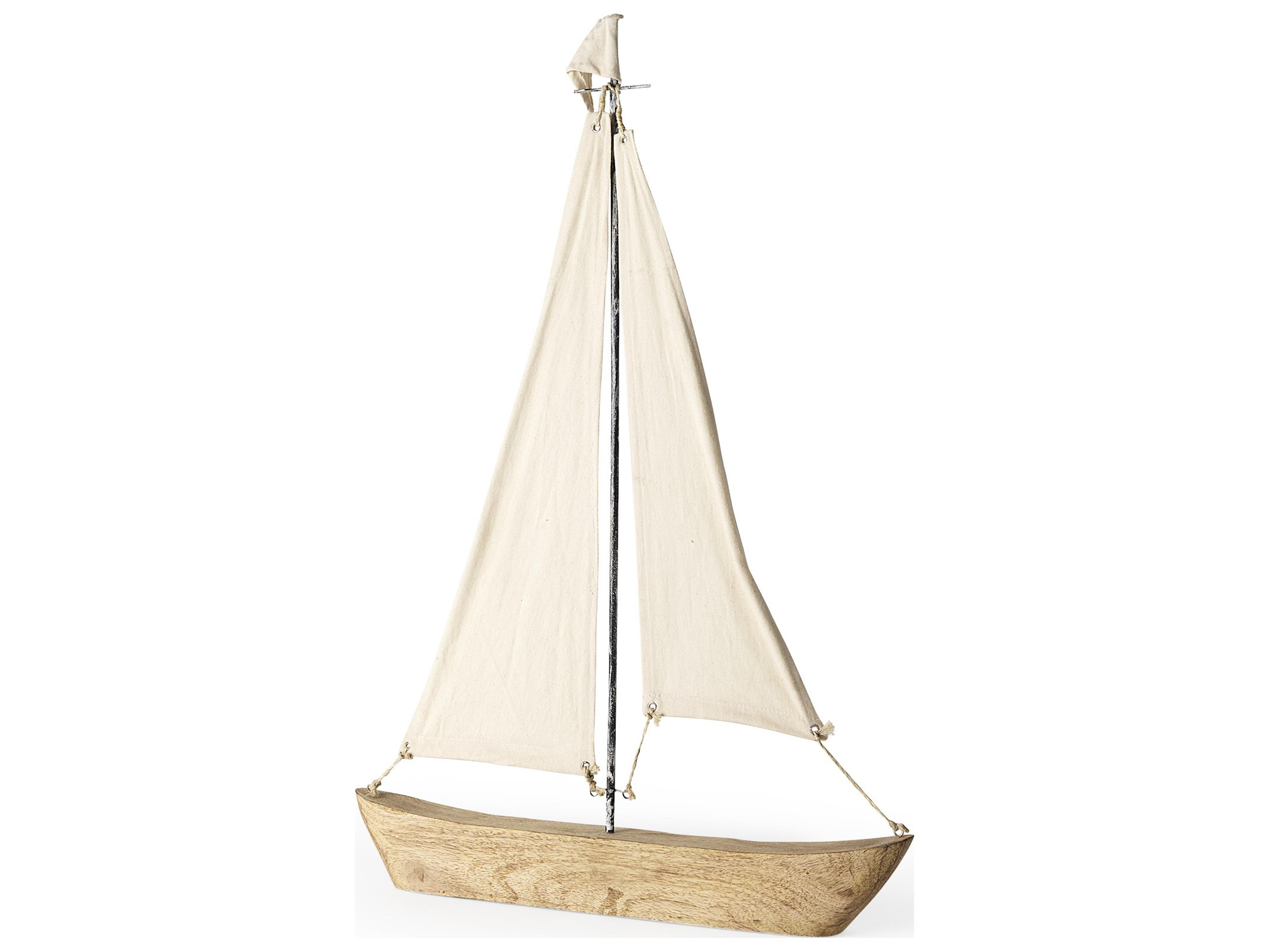 Tartane Large 22L x 2W Brown/Cream Nautical Inspired Sailboat