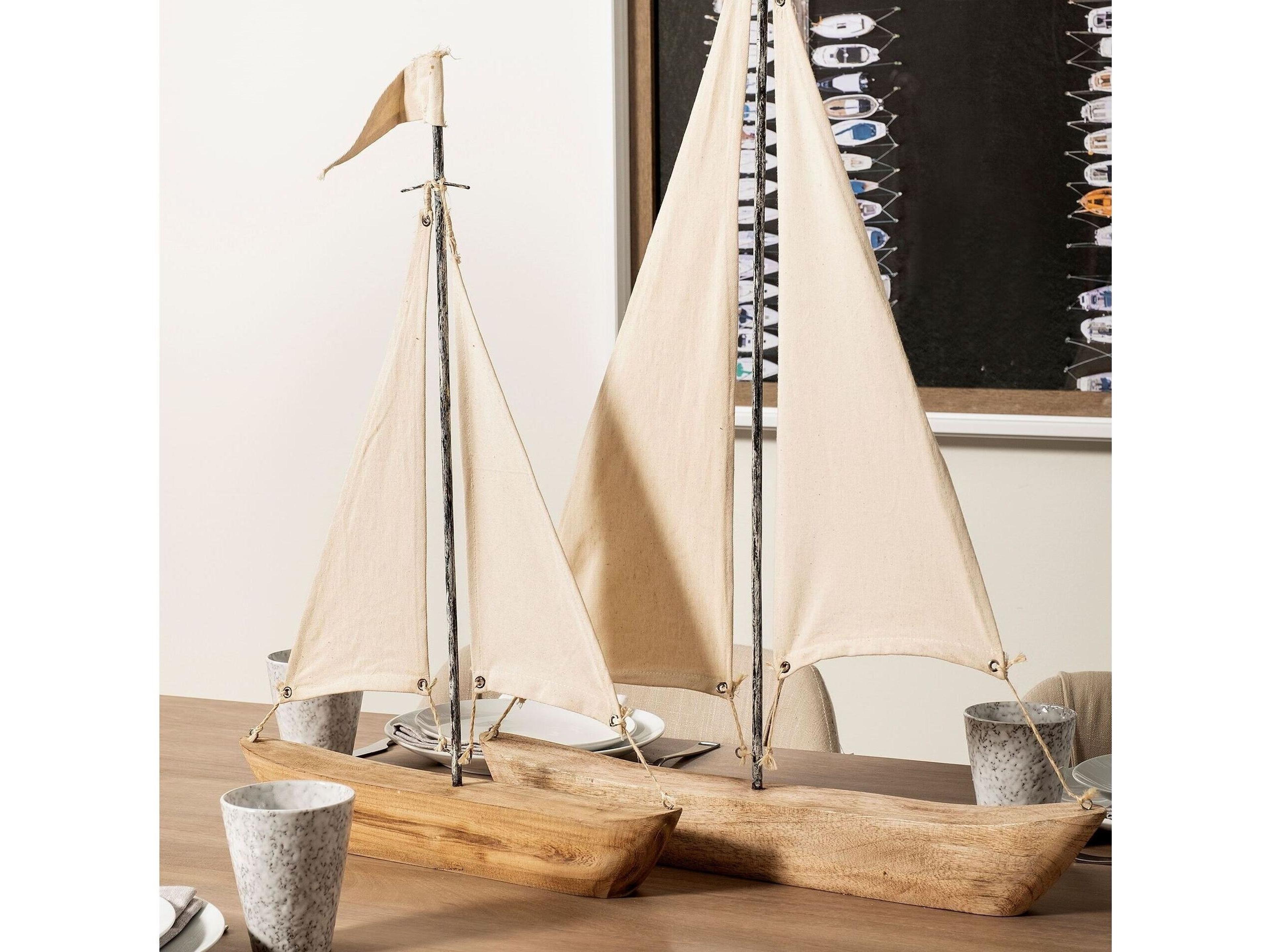 Mercana Tartane Large 22L x 2W Brown/Cream Nautical Inspired Sailboat